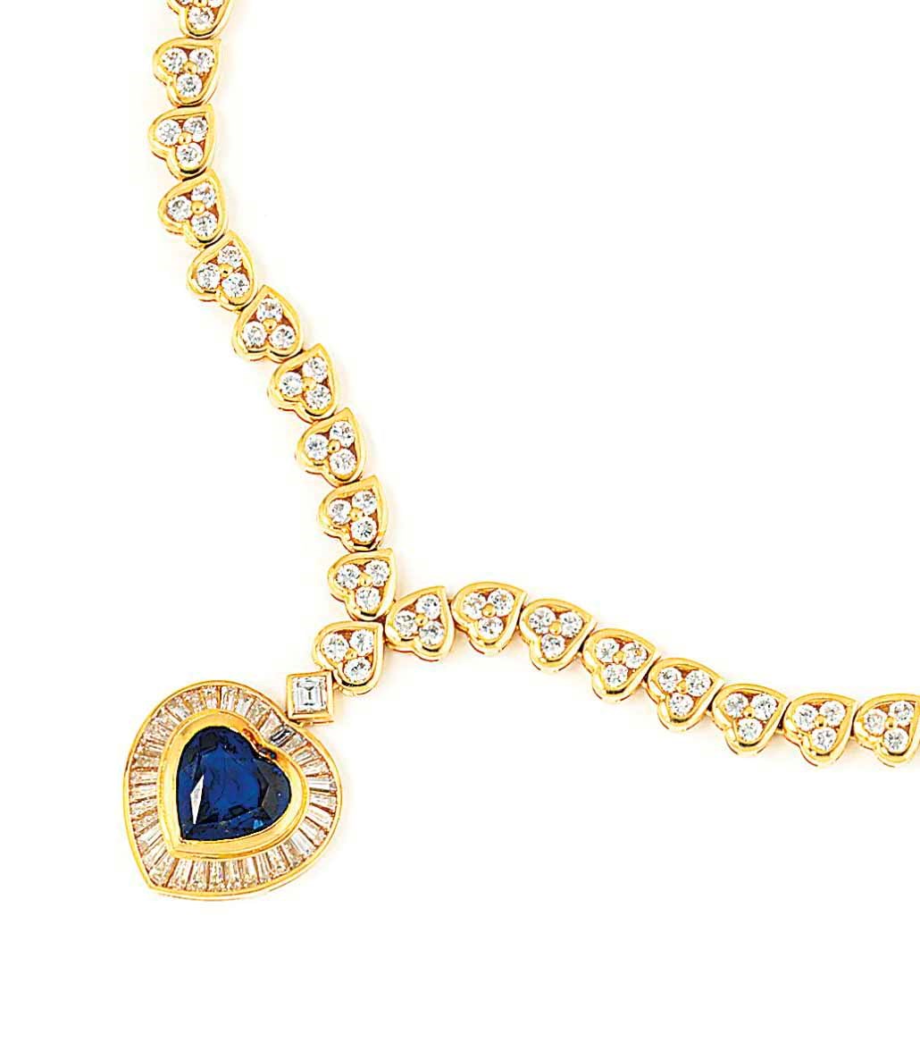 A SAPPHIRE AND DIAMOND NECKLACE, BY ADLER