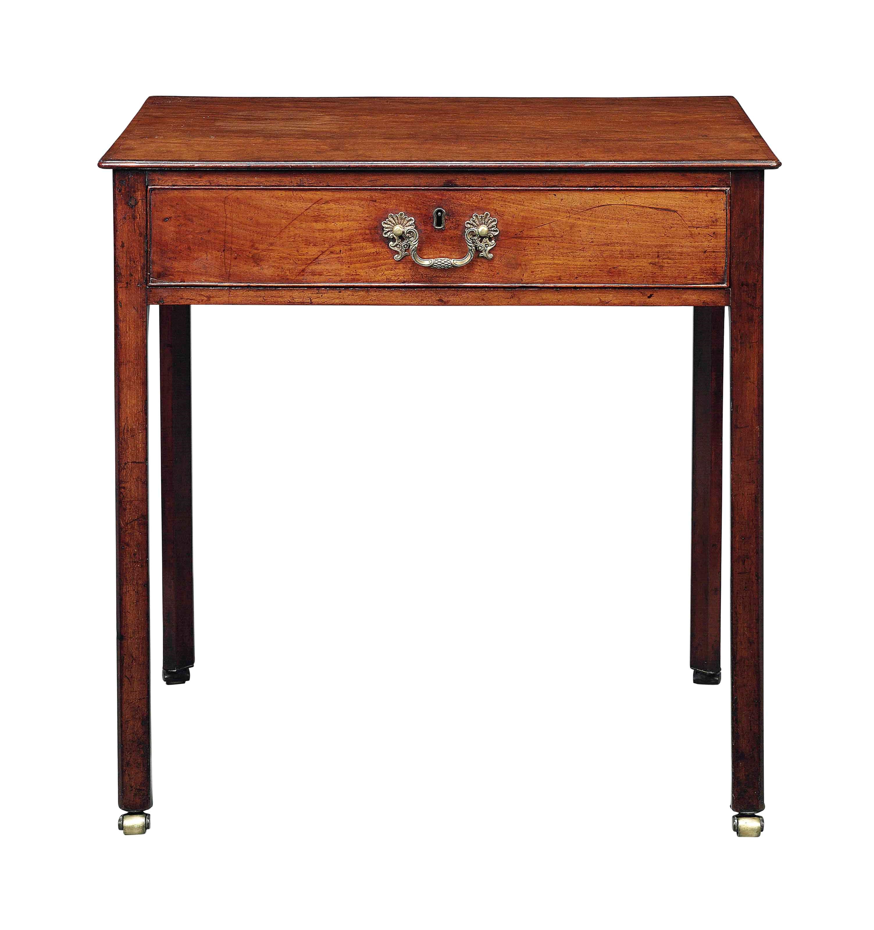 A GEORGE III 'PLUM PUDDING' MAHOGANY SIDE TABLE