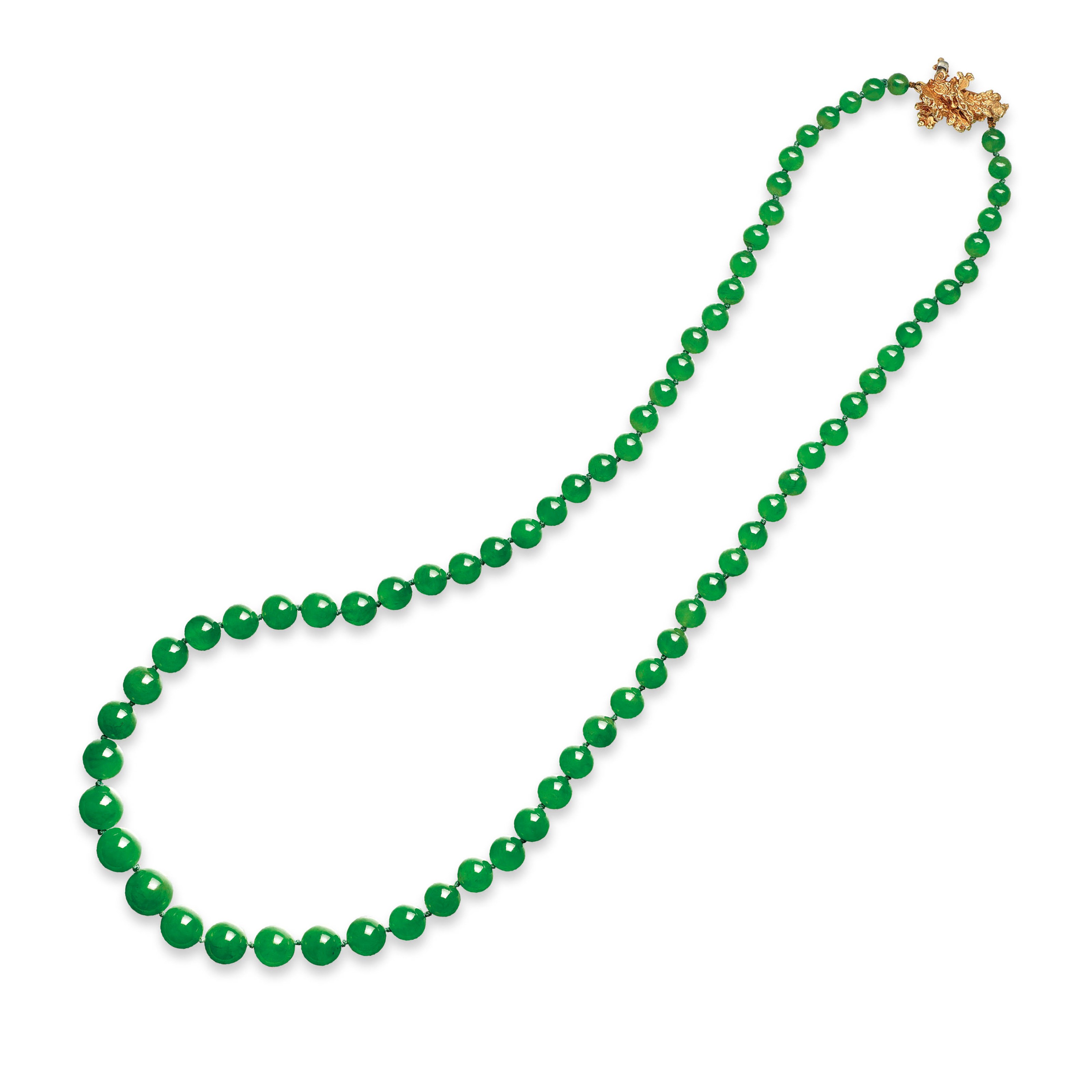 A JADEITE BEAD NECKLACE