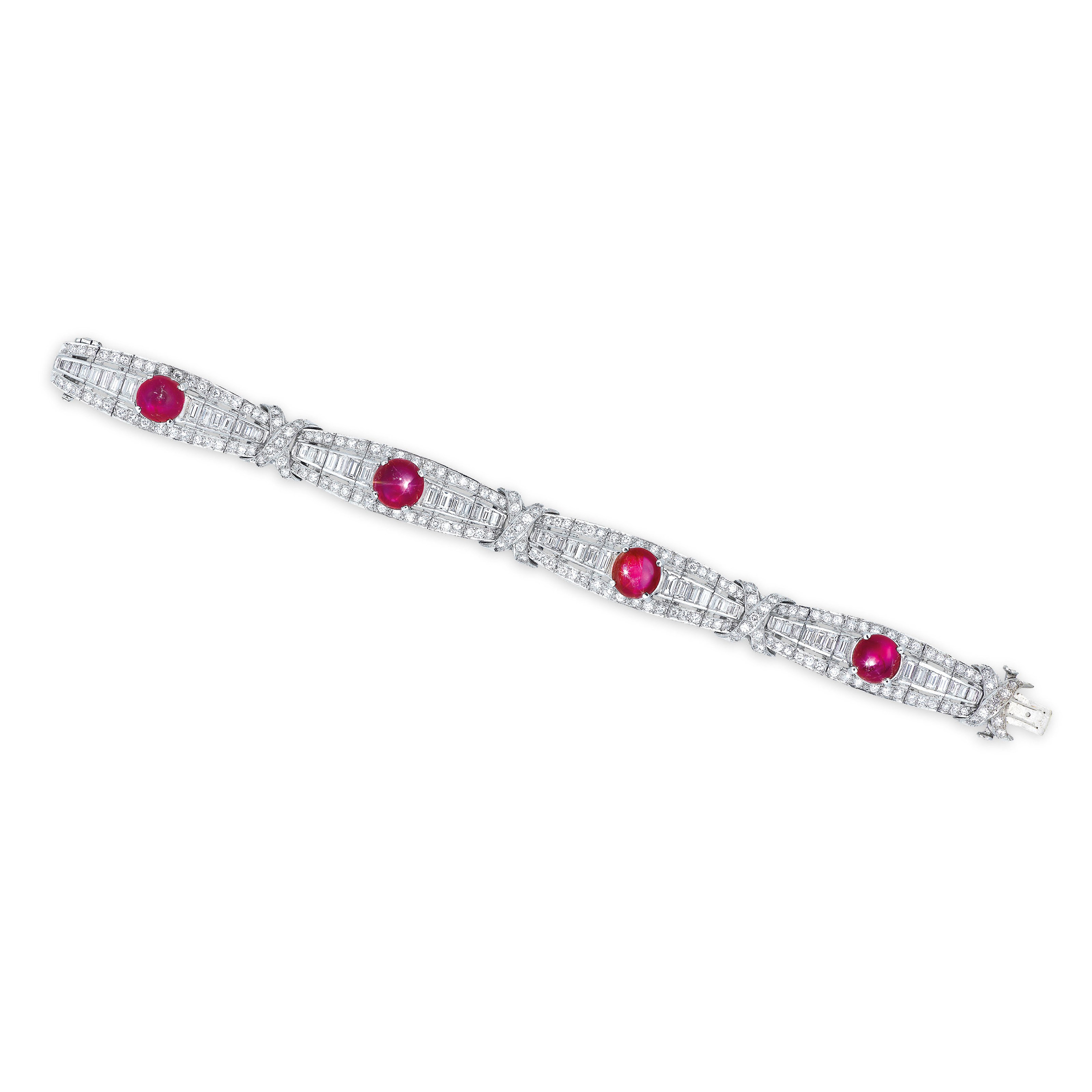 A STAR RUBY, RUBY AND DIAMOND BRACELET