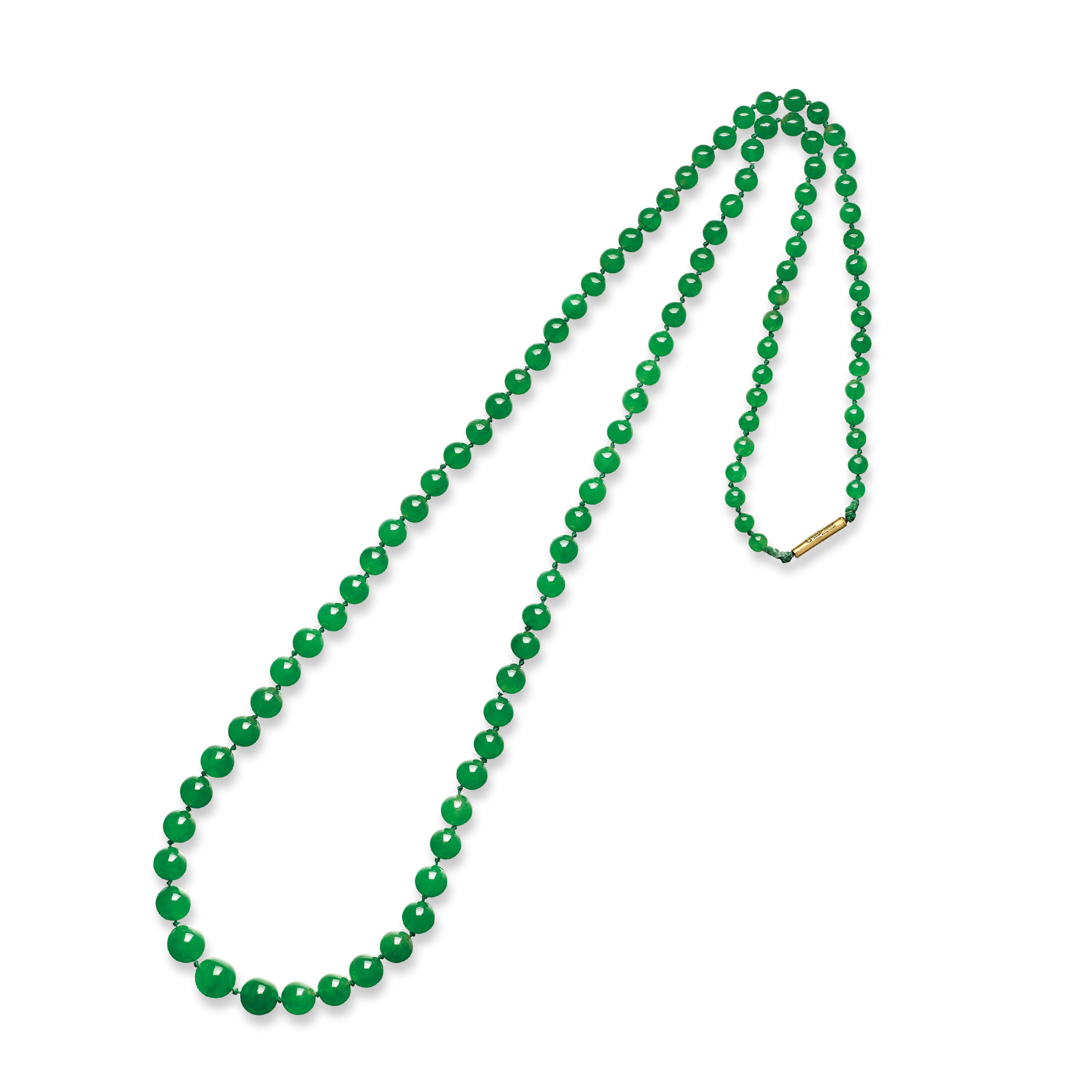 A JADEITE BEAD NECKLACE