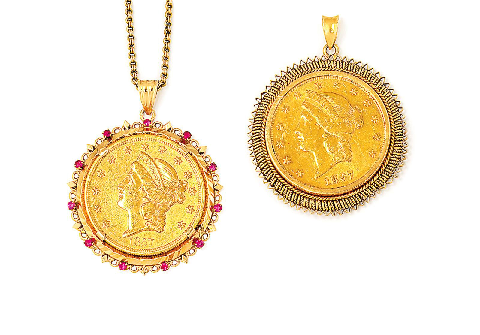TWO COIN PENDANTS