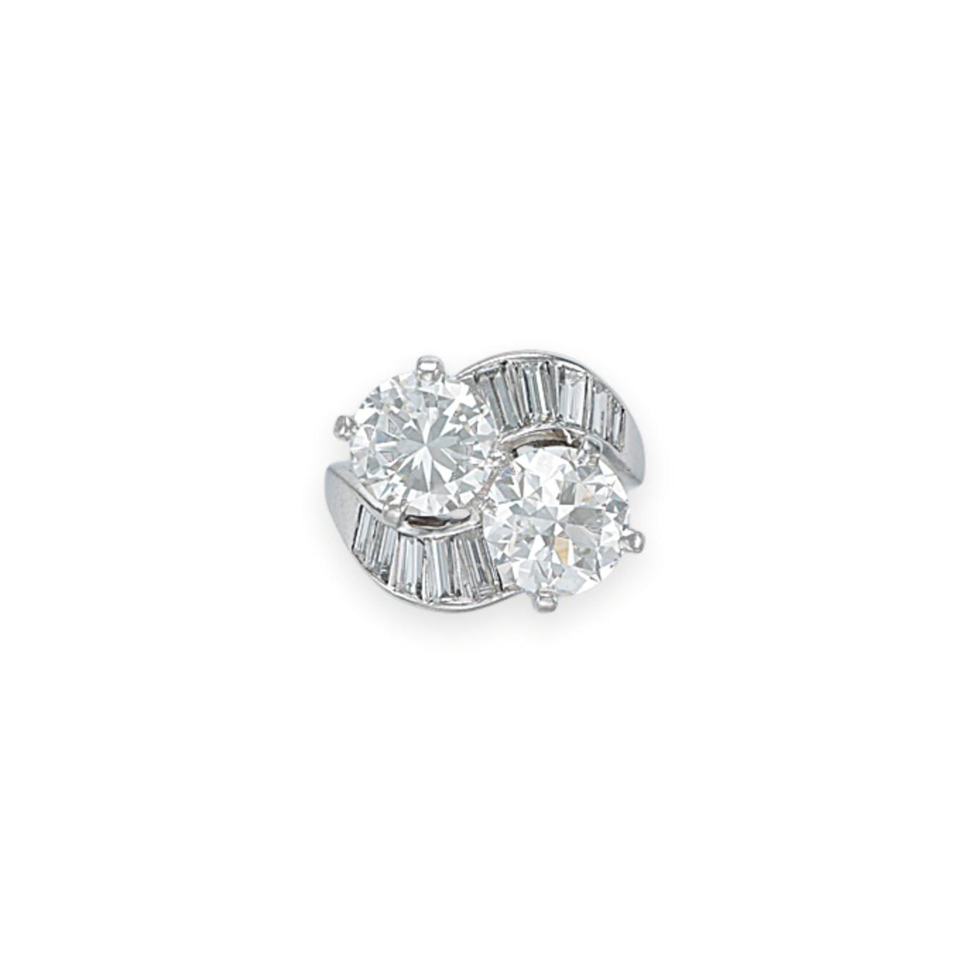 A TWIN-STONE DIAMOND RING