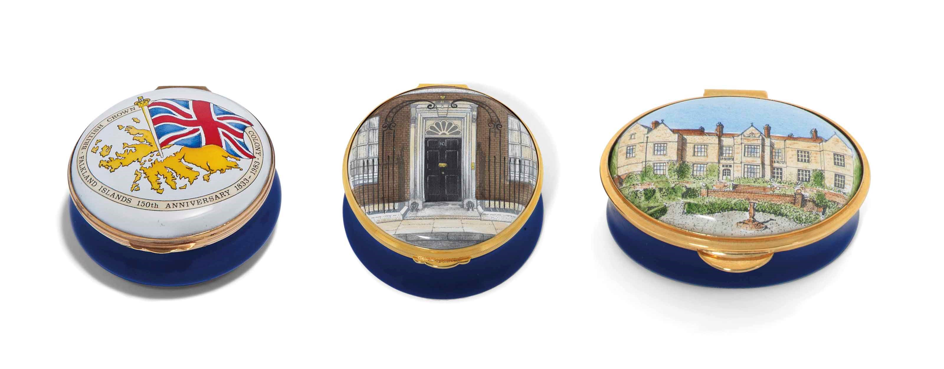 THREE ENAMEL BOXES