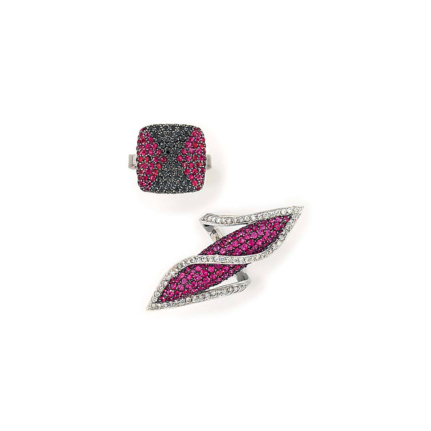 THREE GEM-SET DRESS RINGS