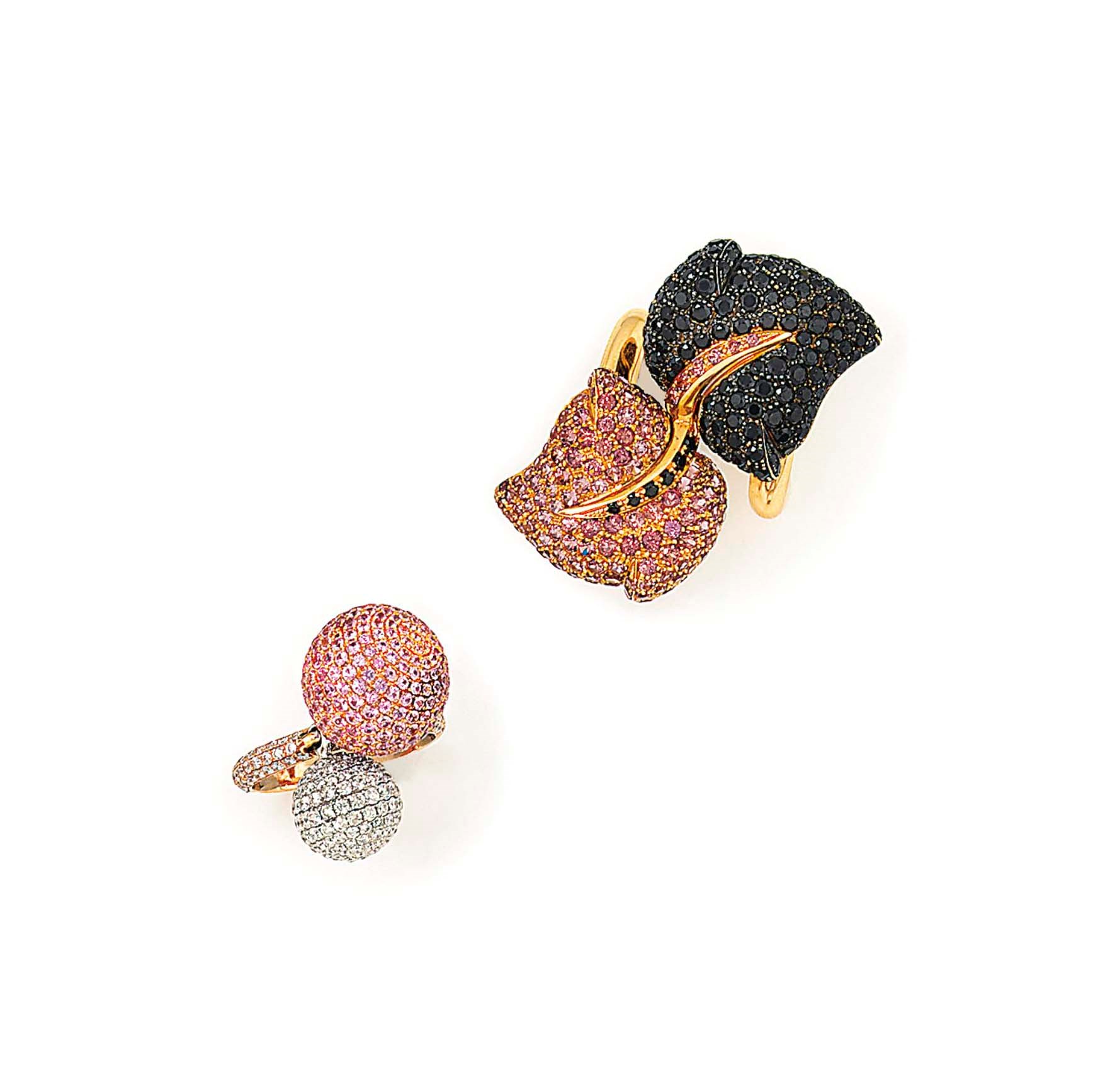 TWO GEM-SET DRESS RINGS