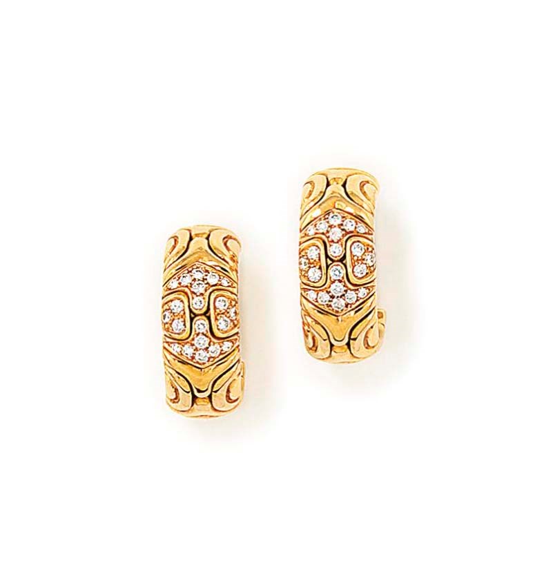 A PAIR OF DIAMOND-SET 'ALVEARE' EARRINGS, BY BULGARI