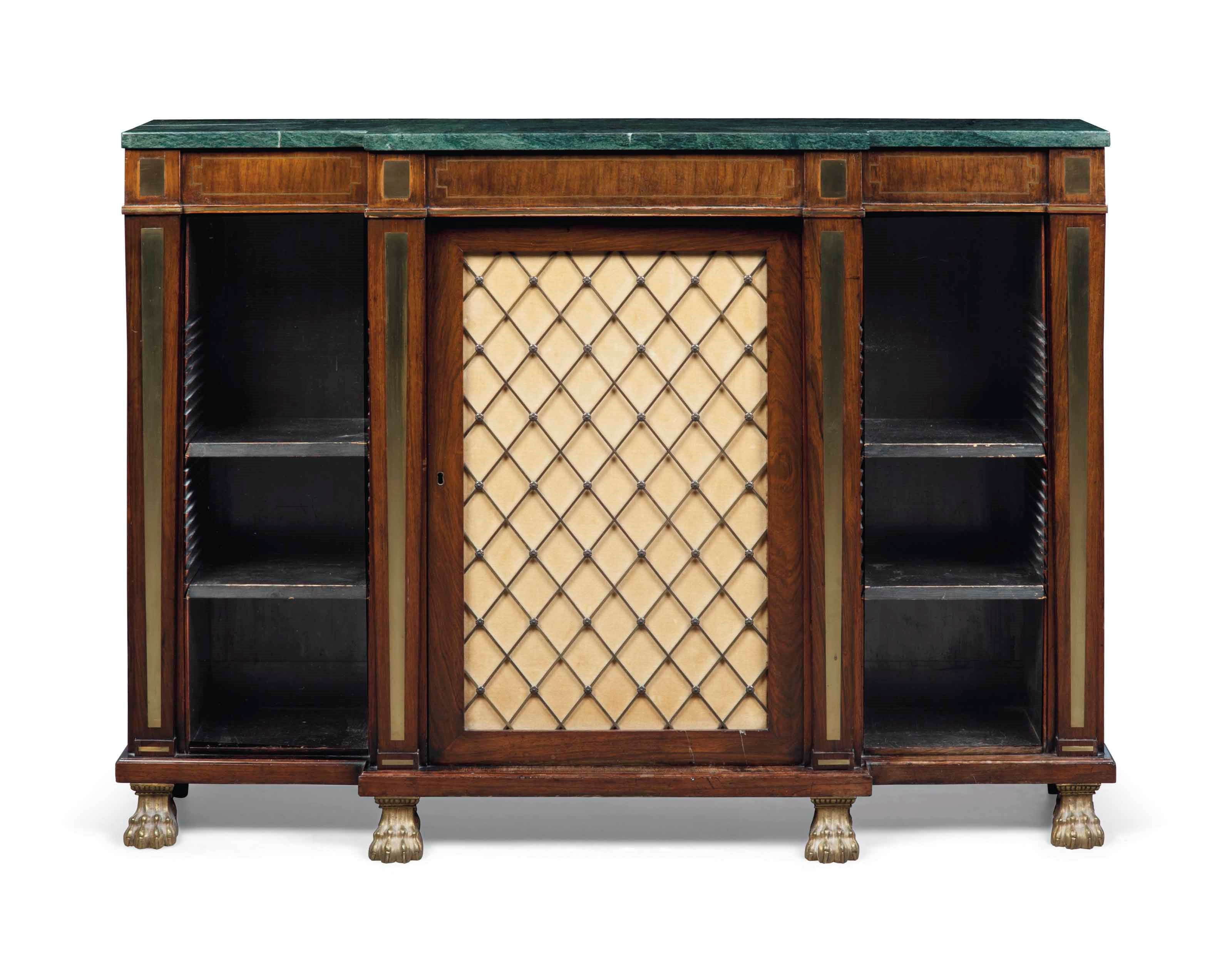 A REGENCY BRASS-INLAID ROSEWOOD SIDE-CABINET