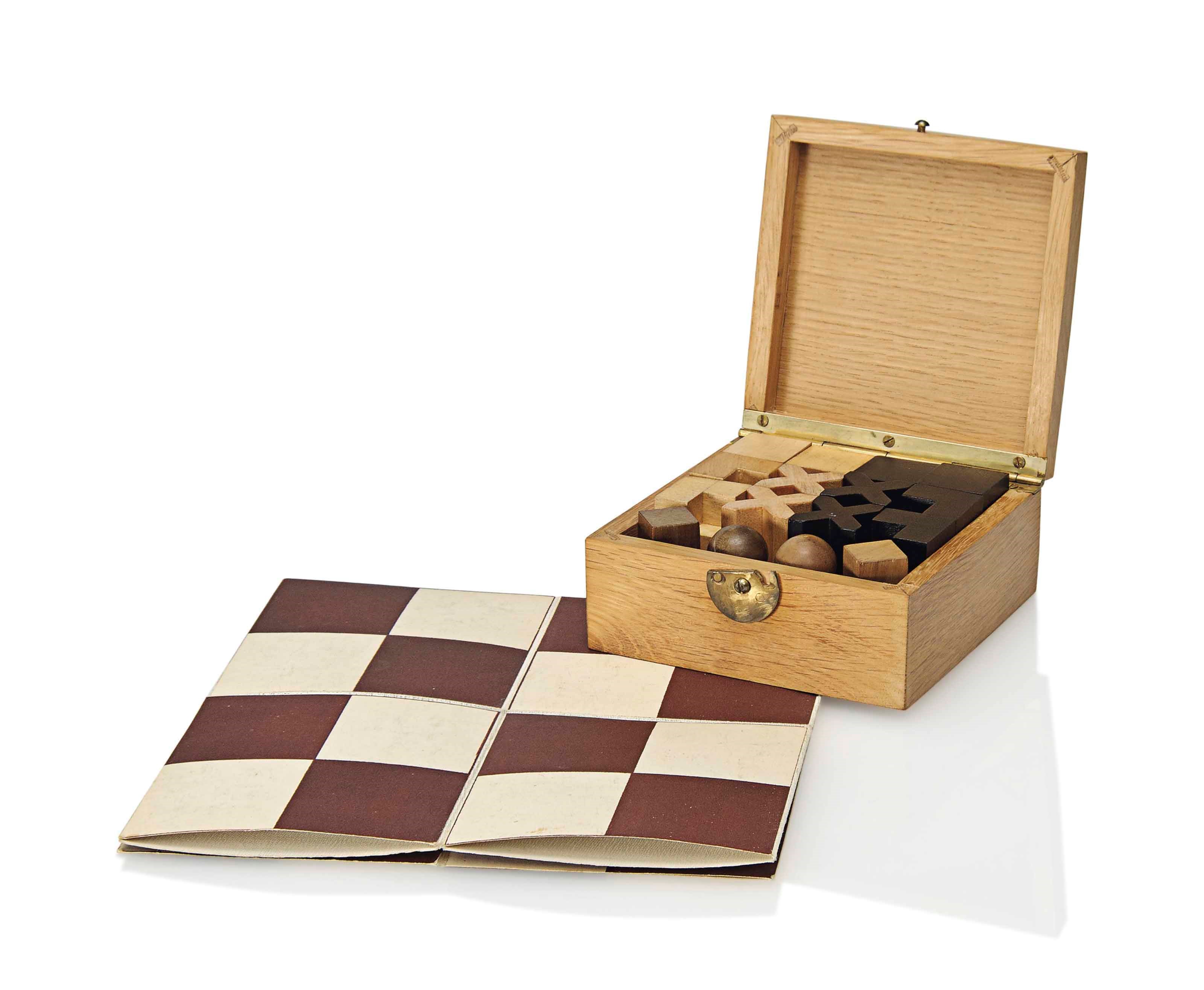 A BAUHAUS CHESS SET DESIGNED BY JOSEF HARTWIG (1880-1956)