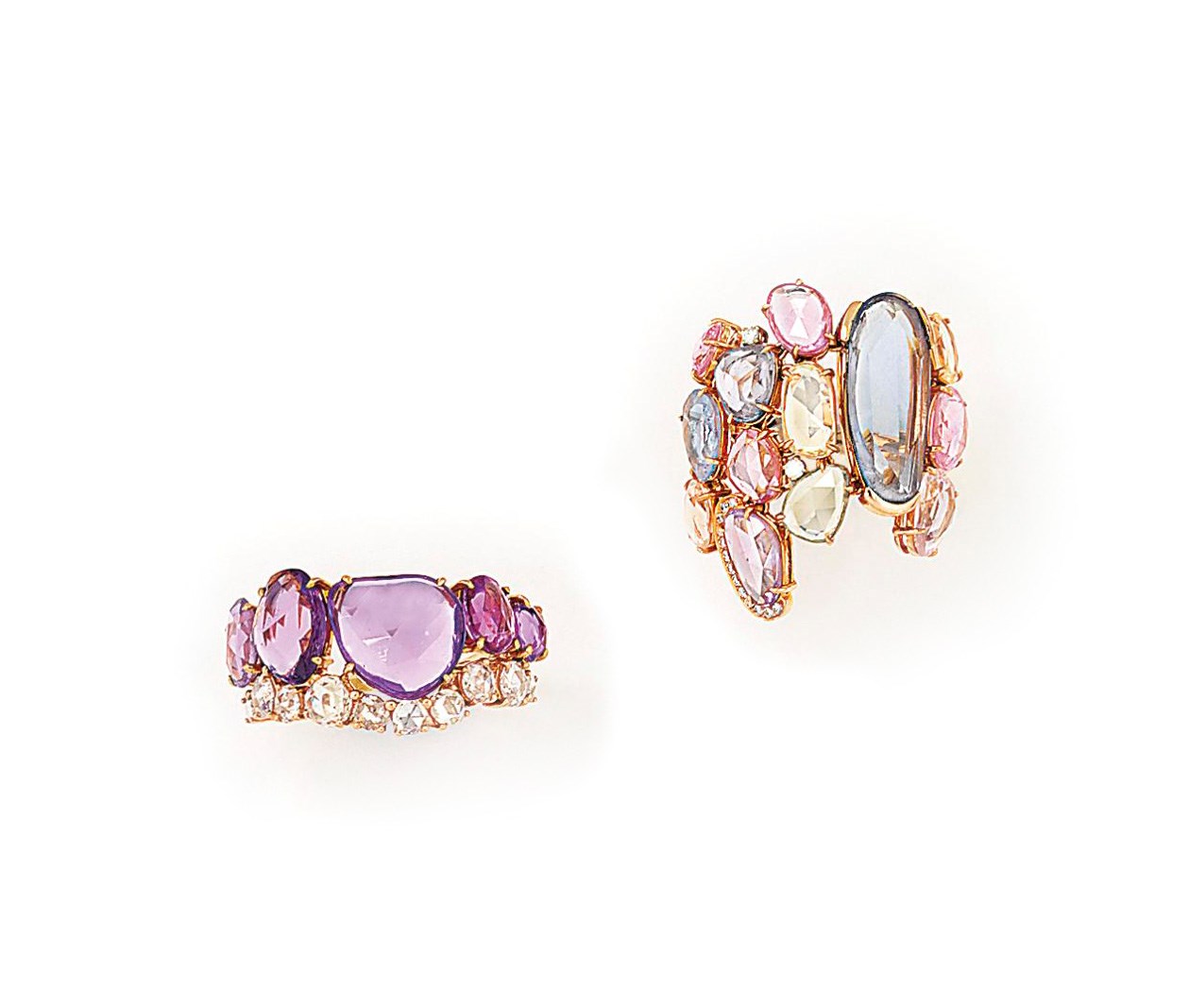TWO GEM-SET DRESS RINGS