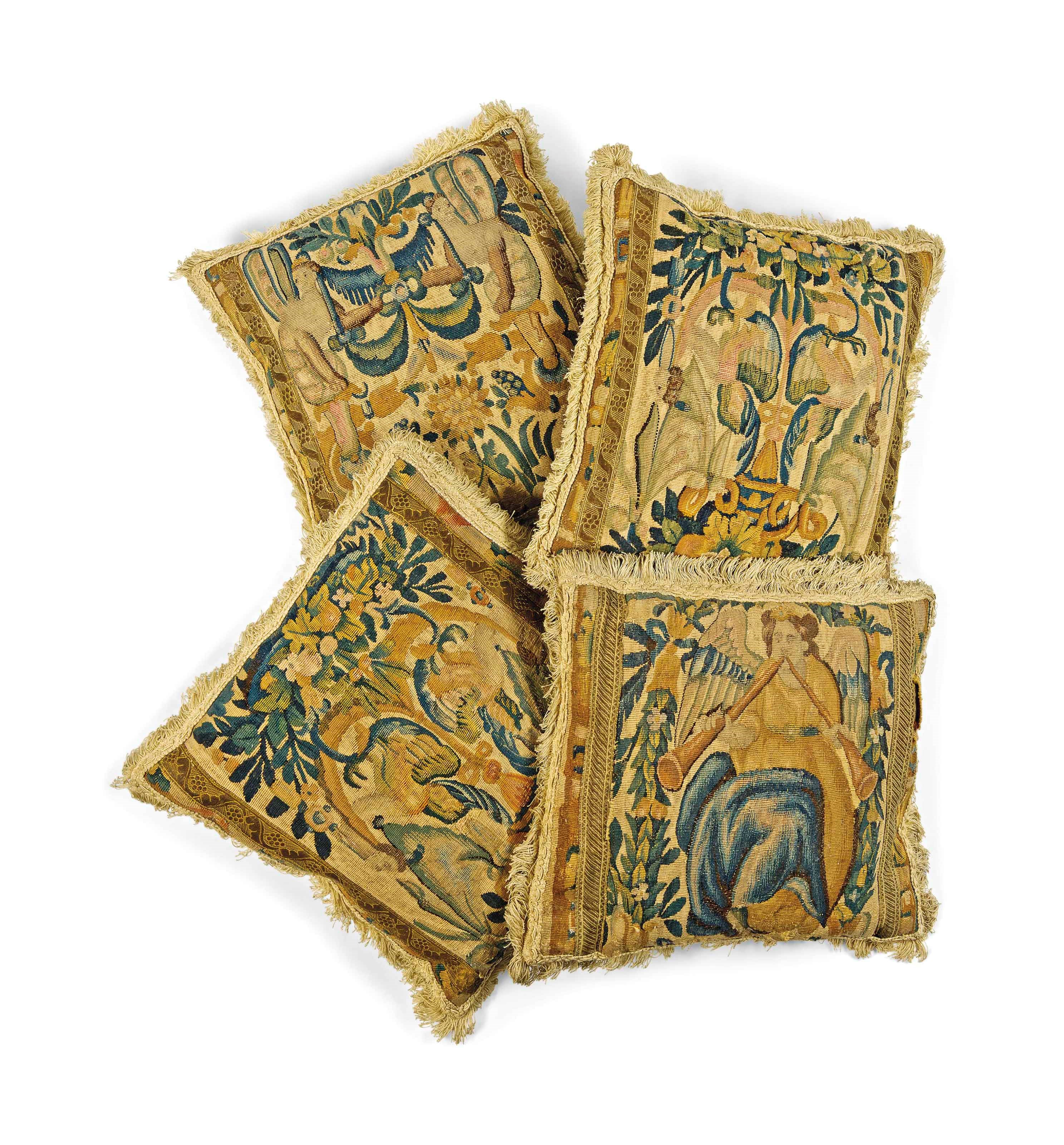 FOUR TAPESTRY CUSHIONS