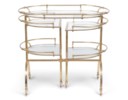 A FRENCH BRASS AND GLASS METAMORPHIC DRINKS TROLLEY