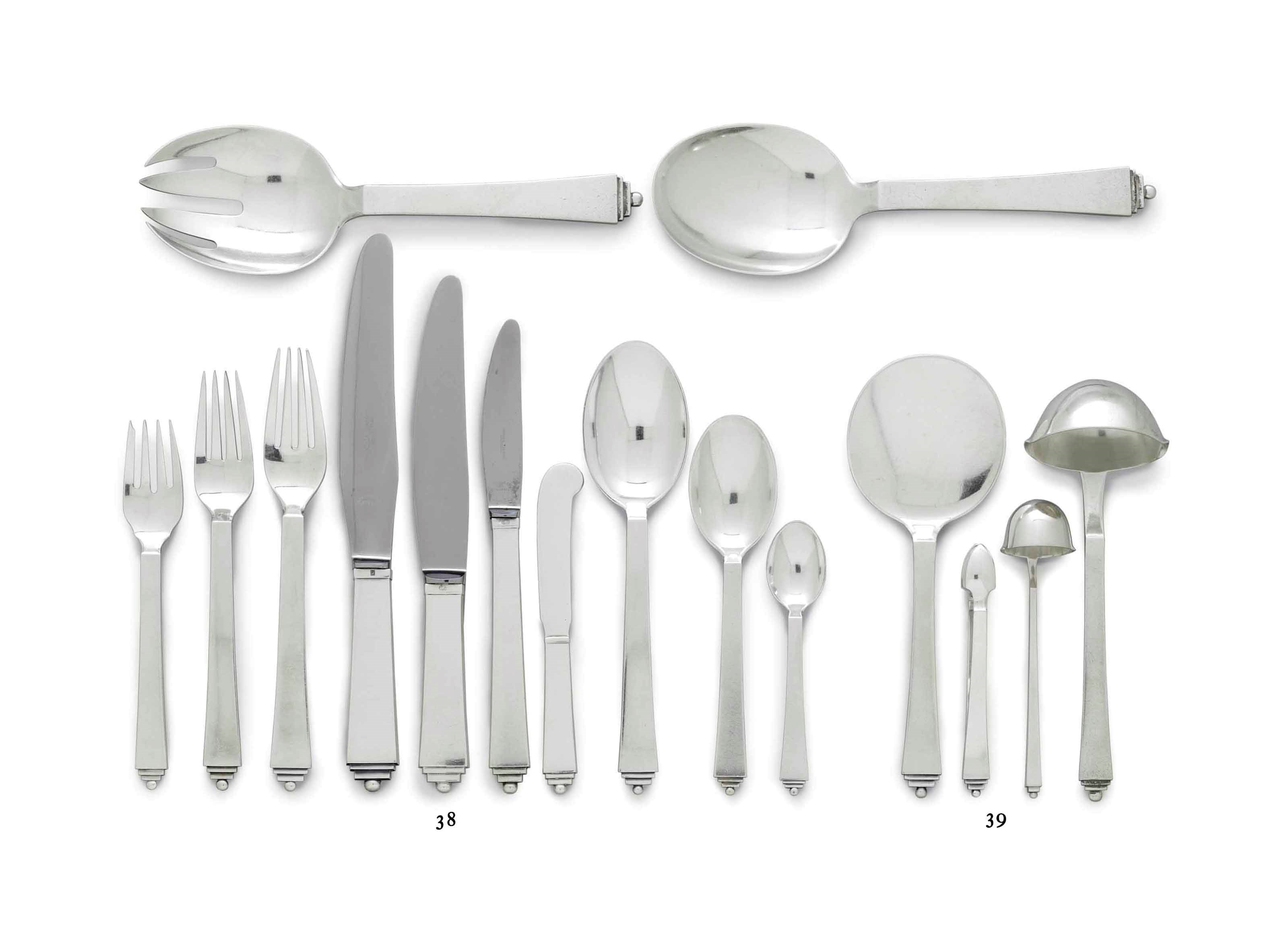AN ASSEMBLED DANISH SILVER FLATWARE SERVICE, DESIGNED BY HARALD NIELSEN