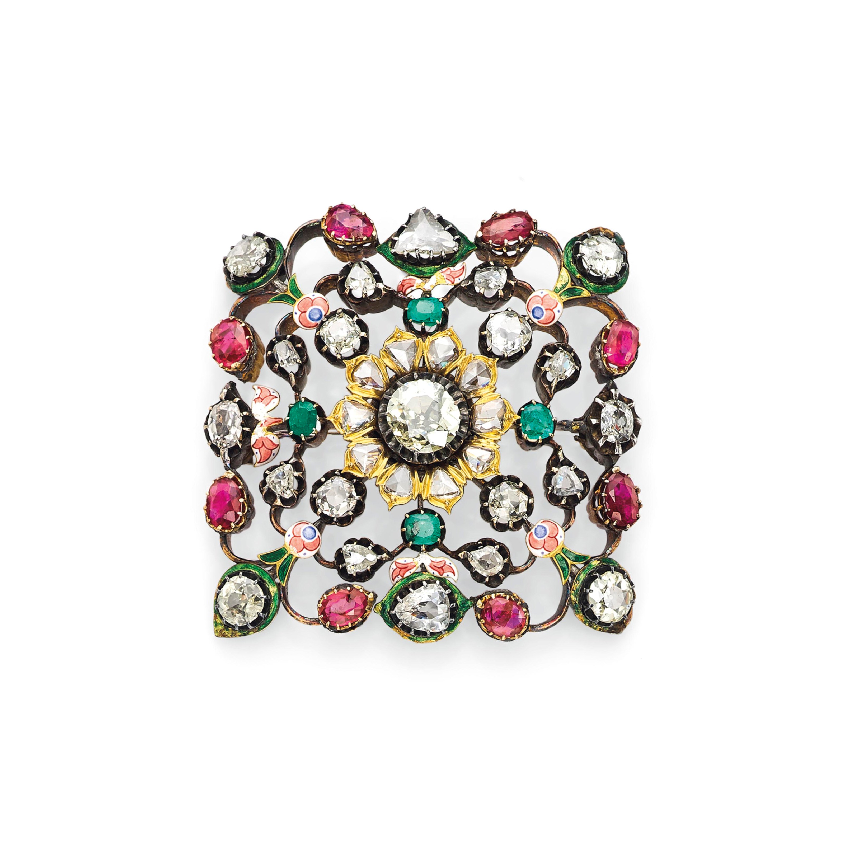 A MULTI-GEM BROOCH