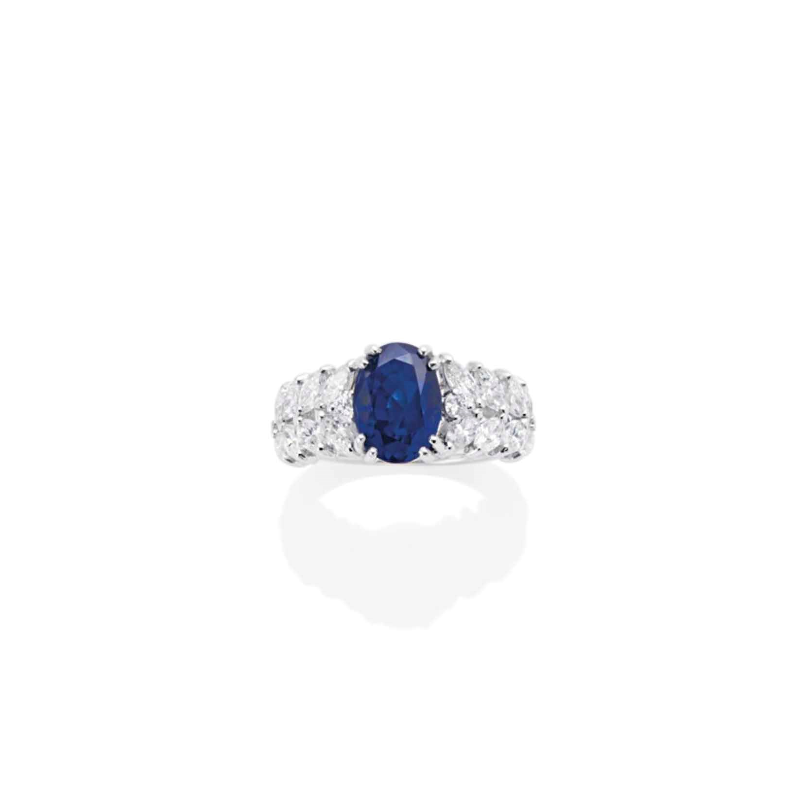 BAGUE SAPHIR ET DIAMANTS