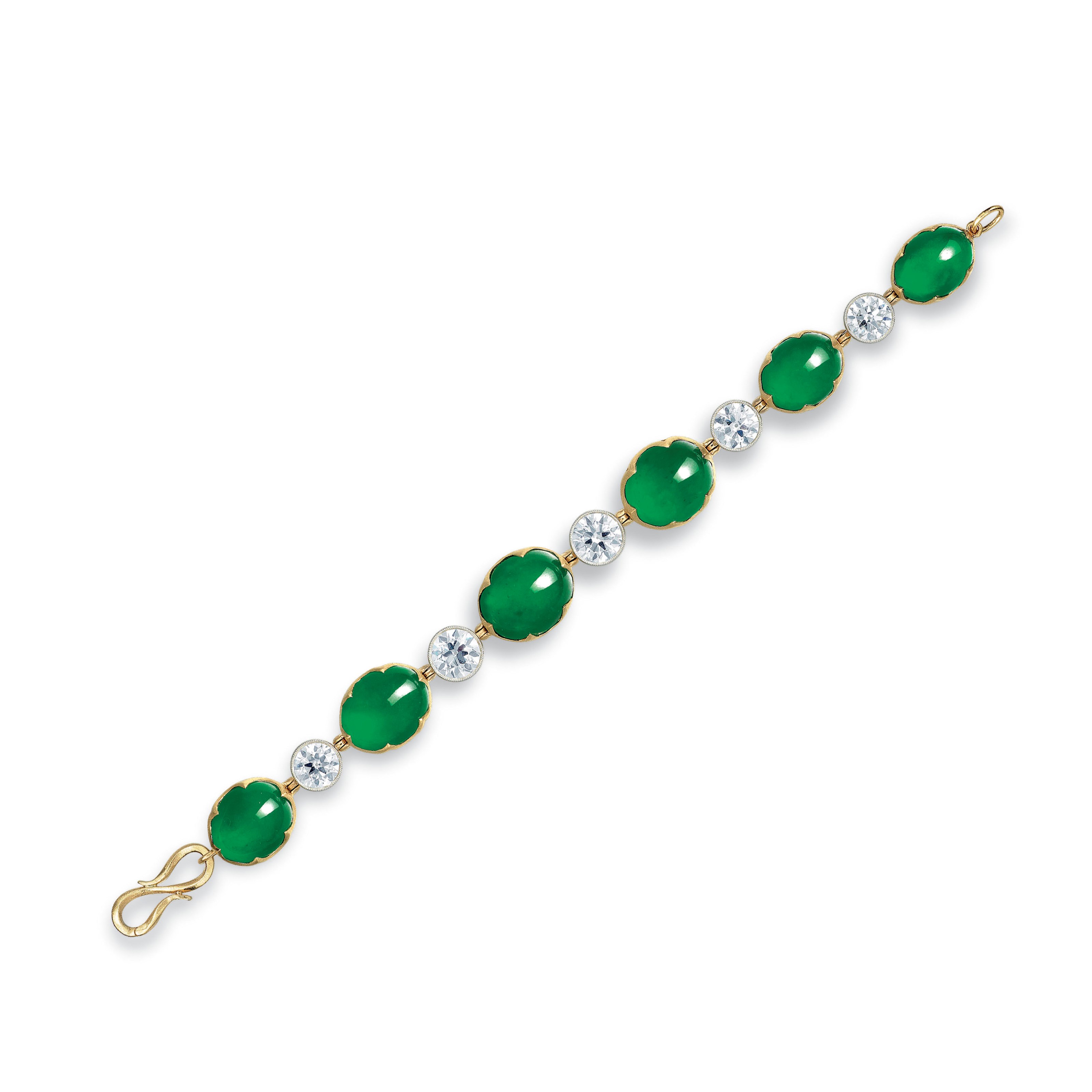 A SUPERB JADEITE AND DIAMOND BRACELET