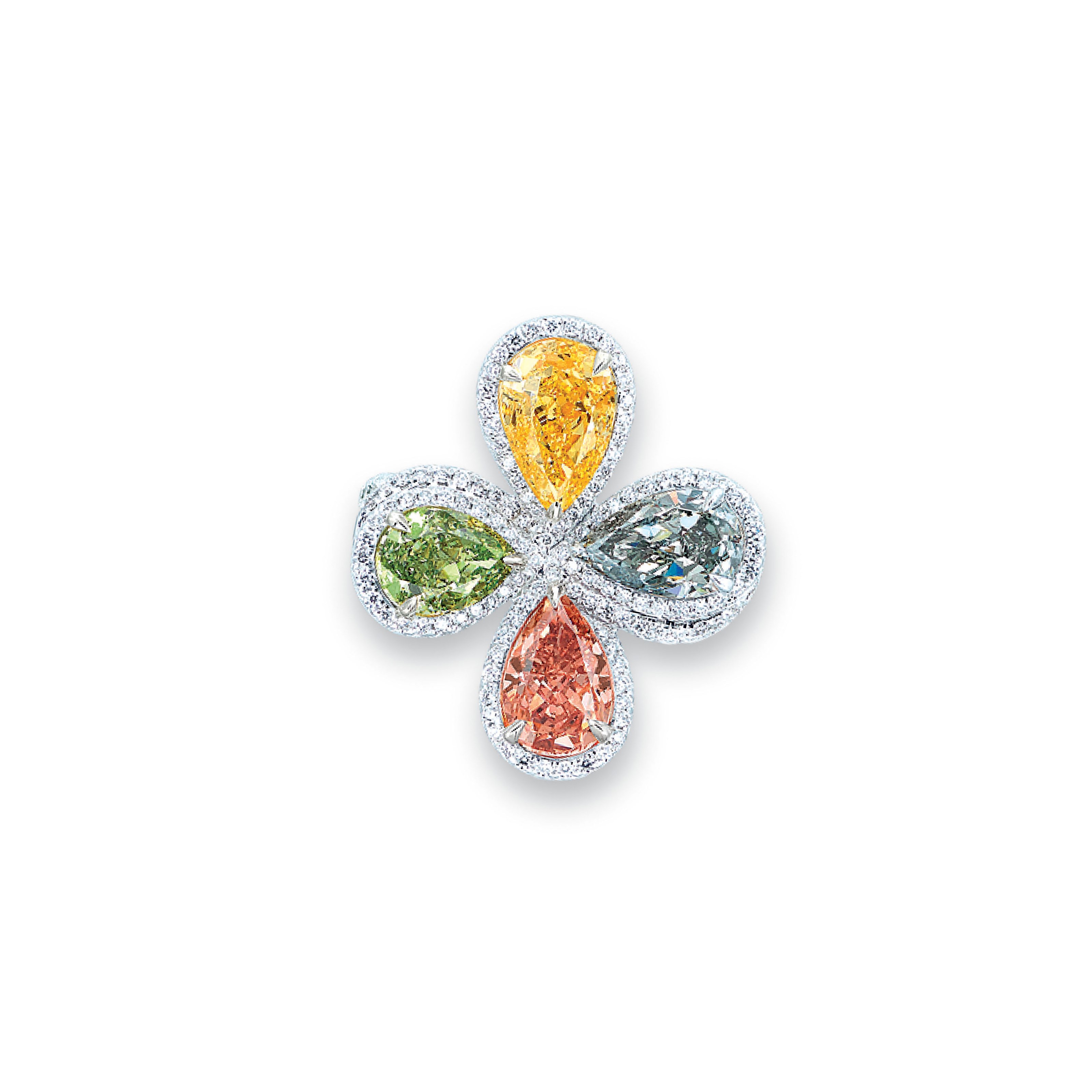 A COLOURED DIAMOND AND DIAMOND RING