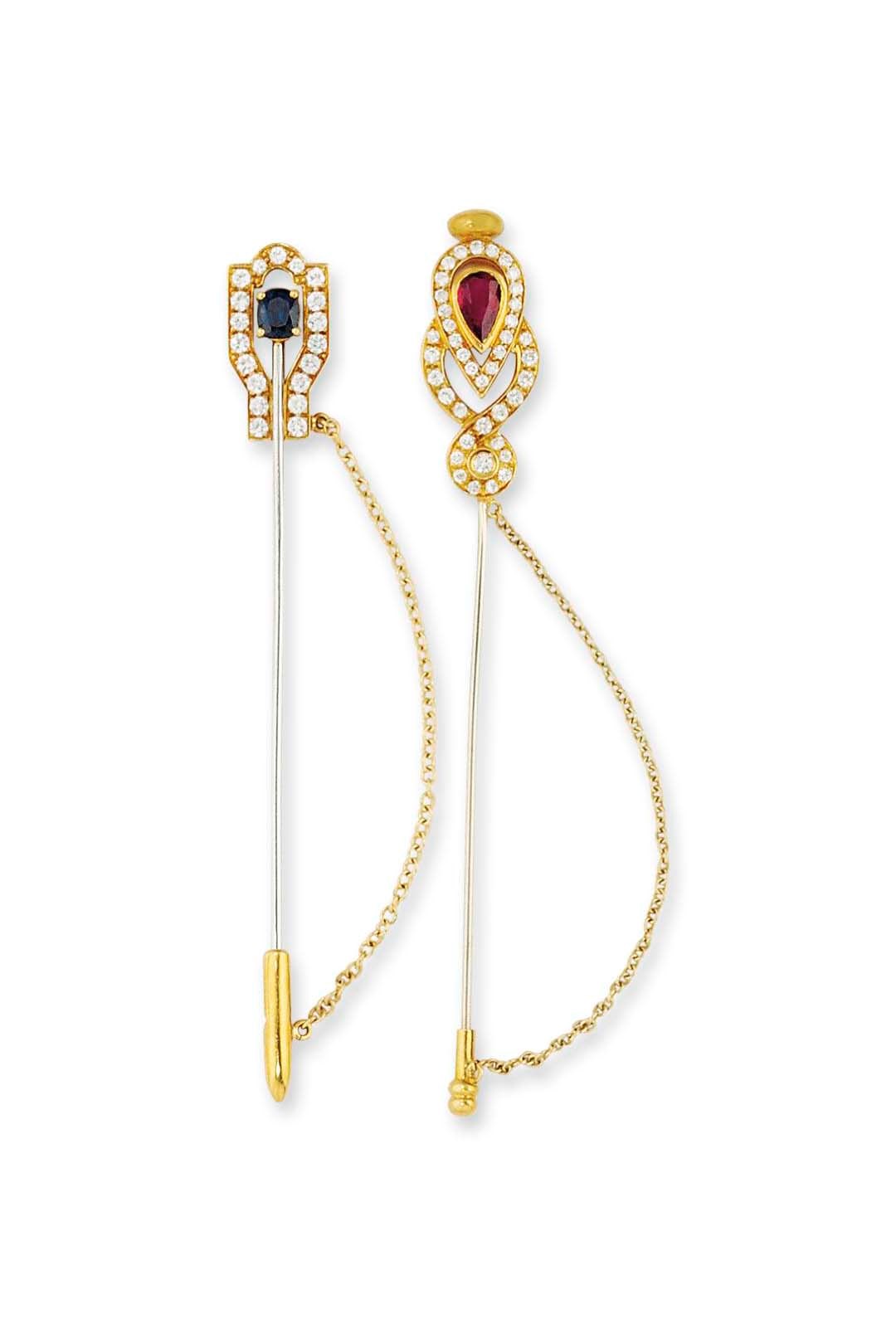 THREE GEM-SET STICK PINS