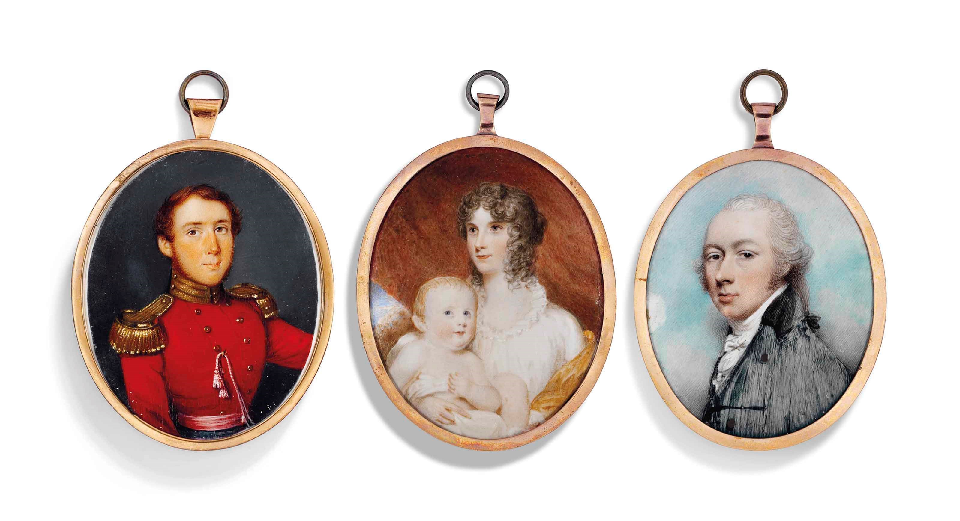THREE PORTRAIT MINIATURES