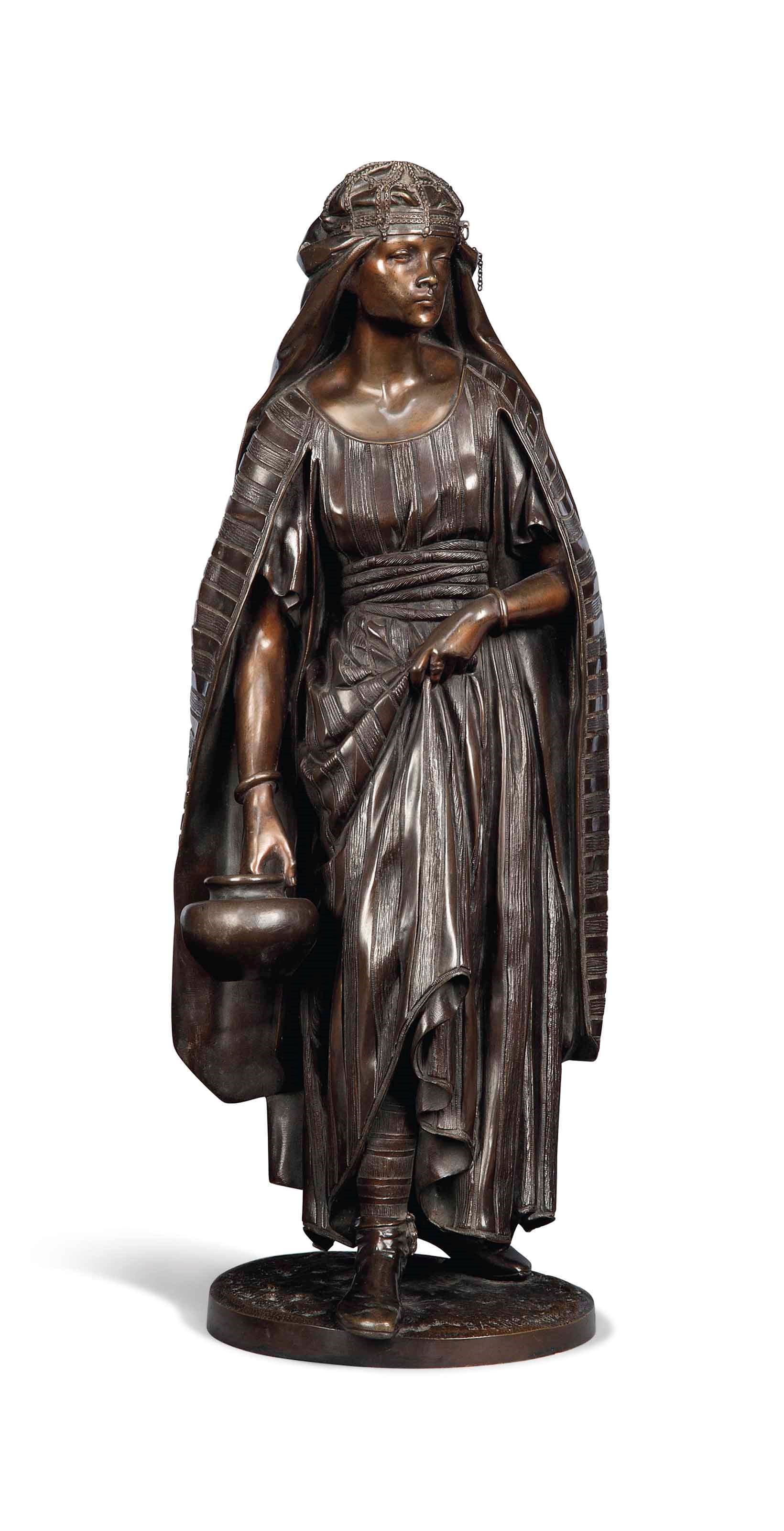 A FRENCH BRONZE FIGURE OF A FEMALE WATER-CARRIER