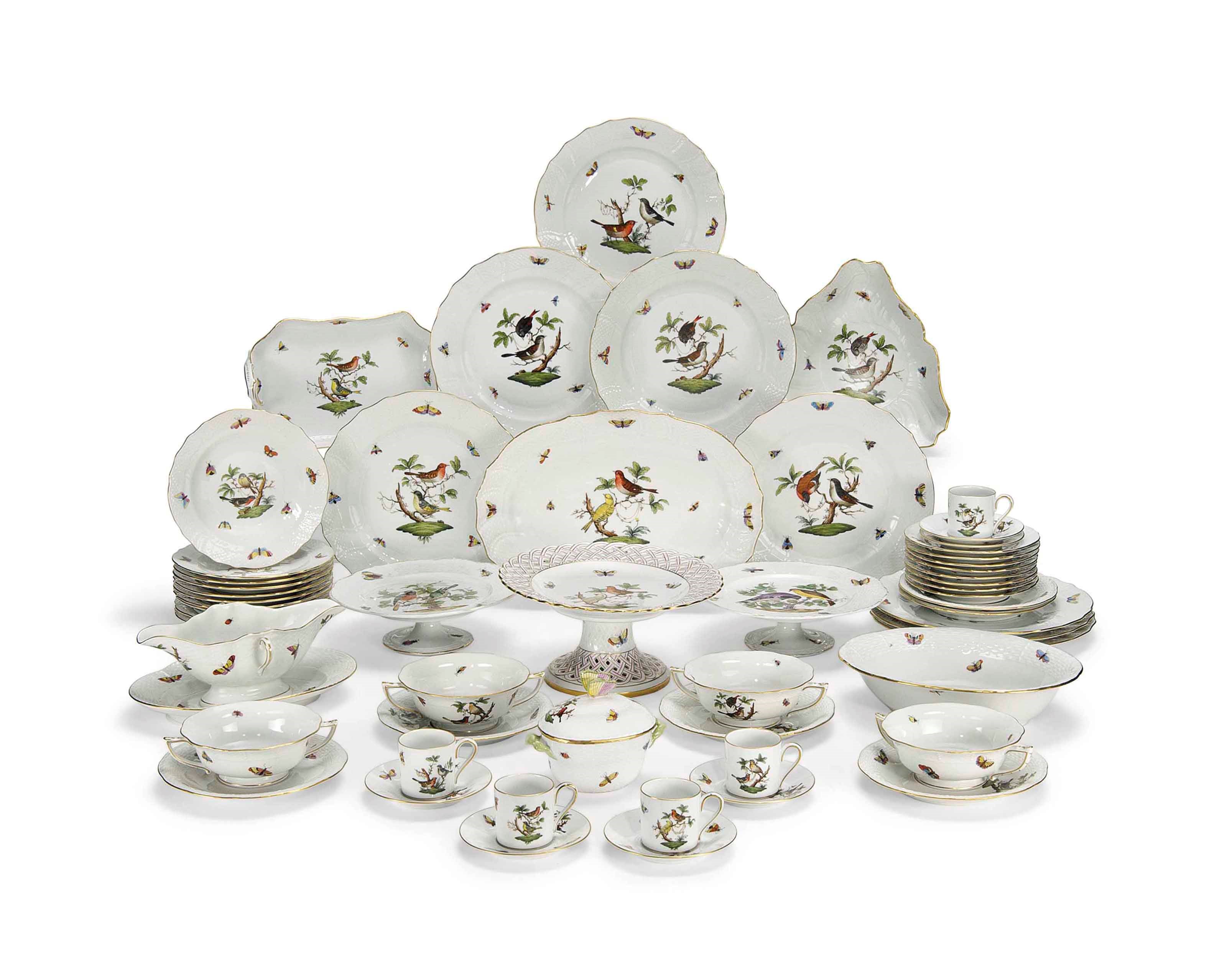 A COMPOSITE HEREND 'ROTHSCHILD BIRD' PATTERN PART DINNER-SERVICE
