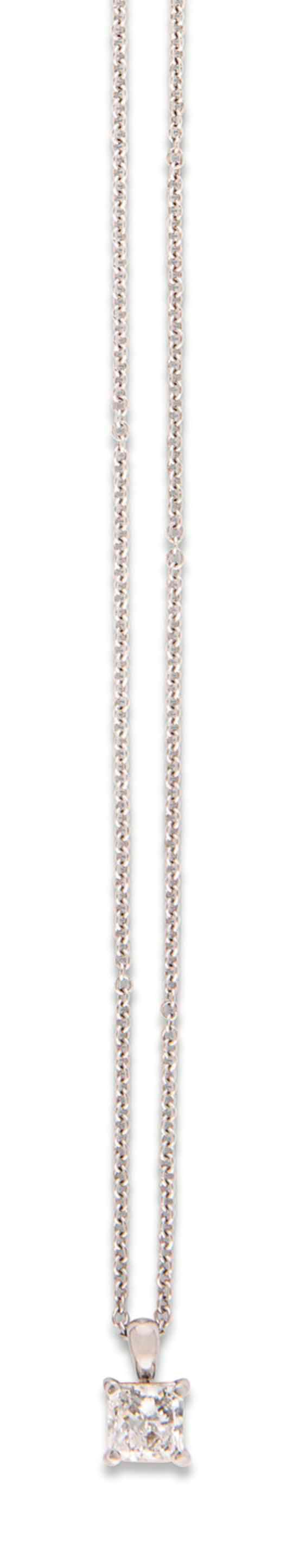 A DIAMOND SINGLE-STONE PENDANT