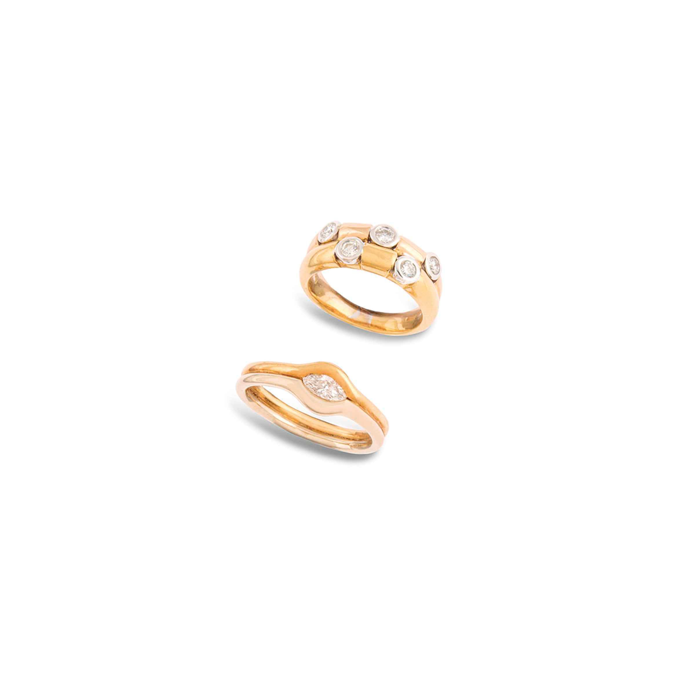 FOUR DIAMOND-SET RINGS