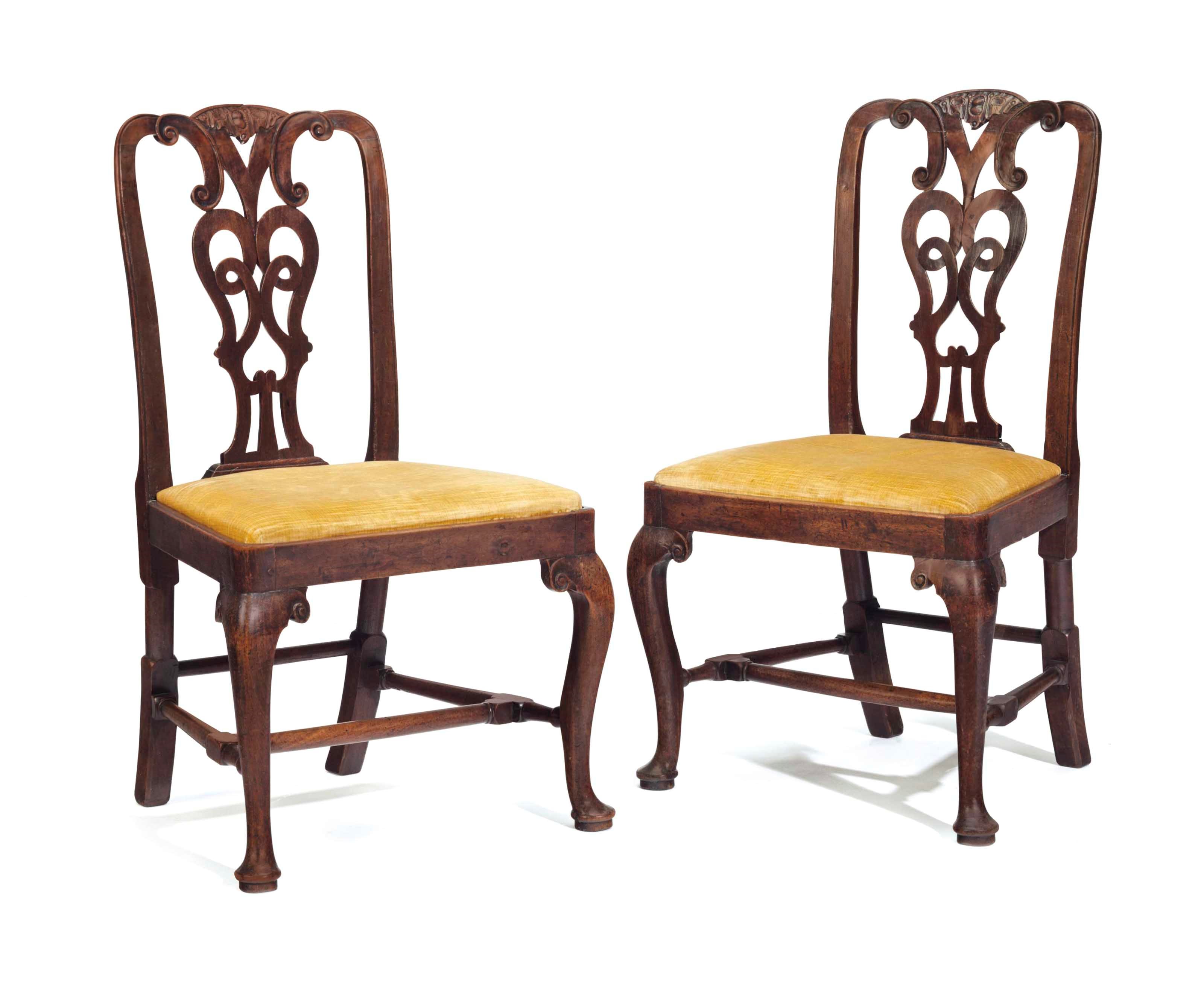 A PAIR GEORGE II WALNUT SIDE CHAIRS