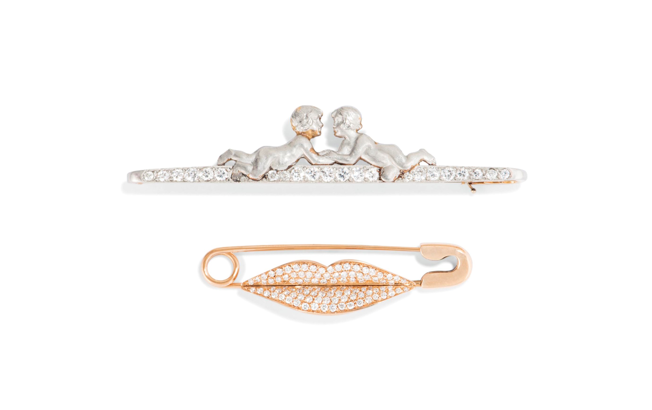 EIGHT DIAMOND BROOCHES