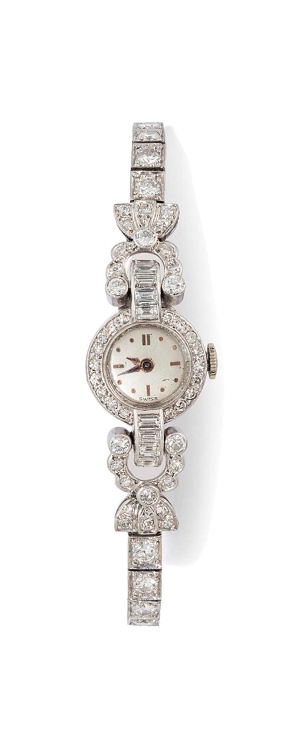 A DIAMOND WRISTWATCH