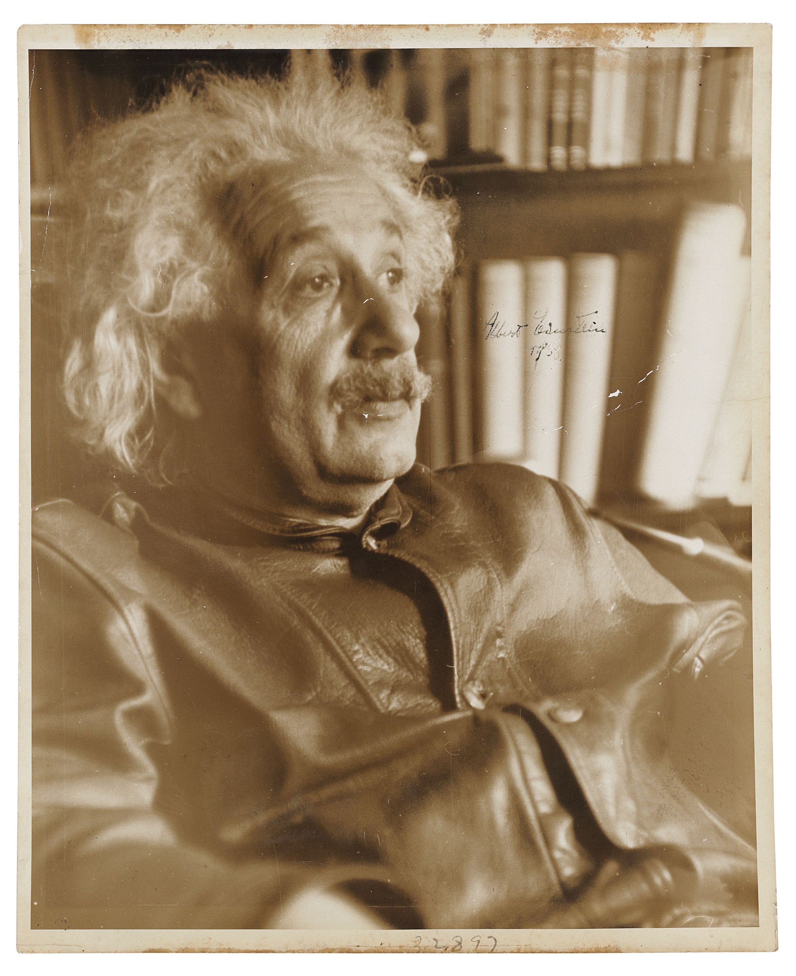 EINSTEIN, Albert (1879-1955). Photograph signed (‘Albert Einstein/1938’).