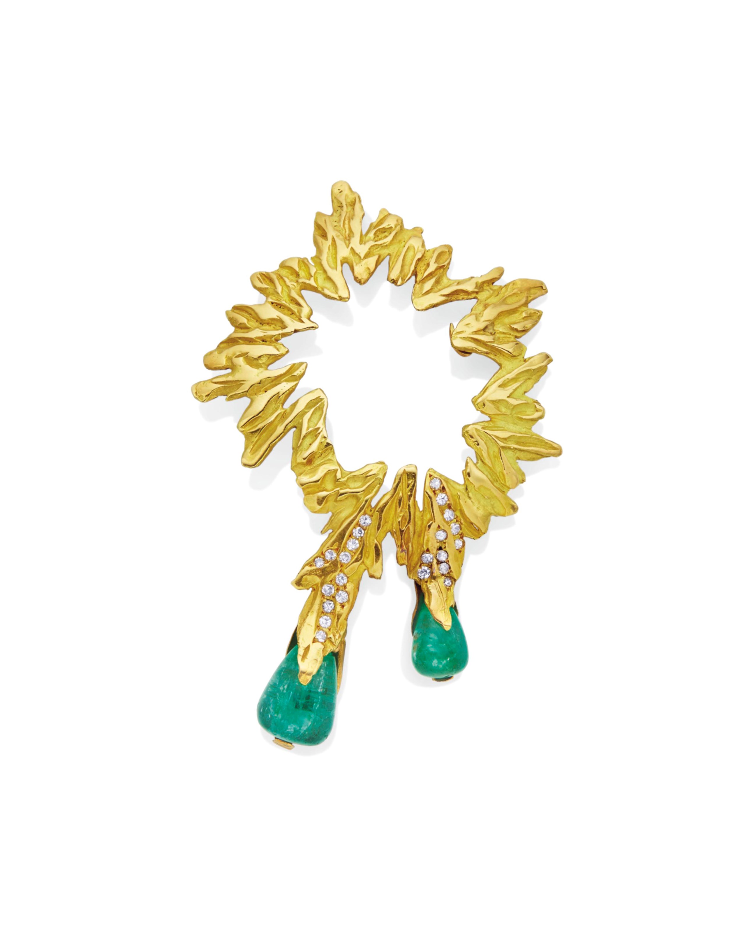 CLIP ÉMERAUDES ET DIAMANTS