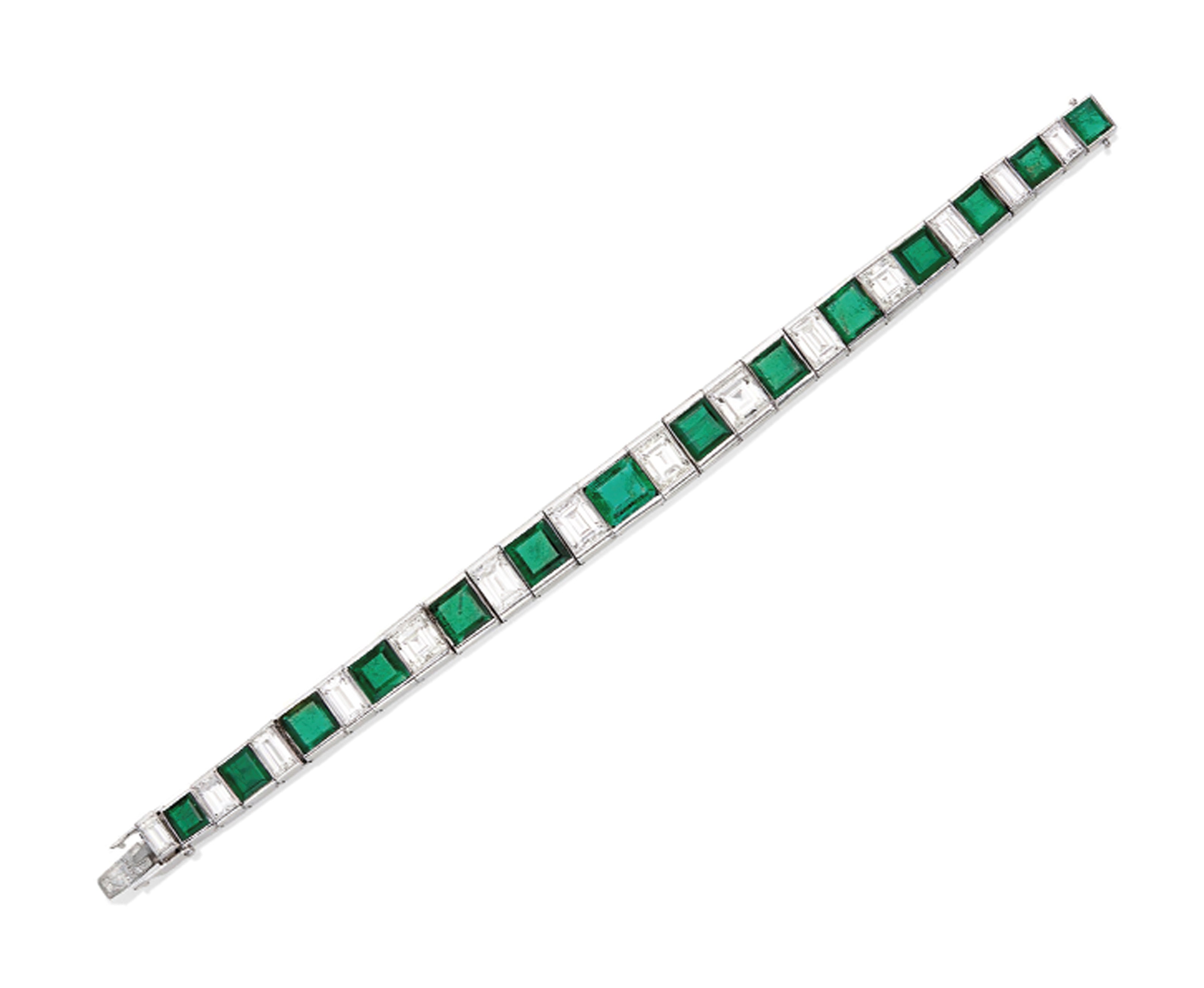 BRACELET ÉMERAUDES ET DIAMANTS