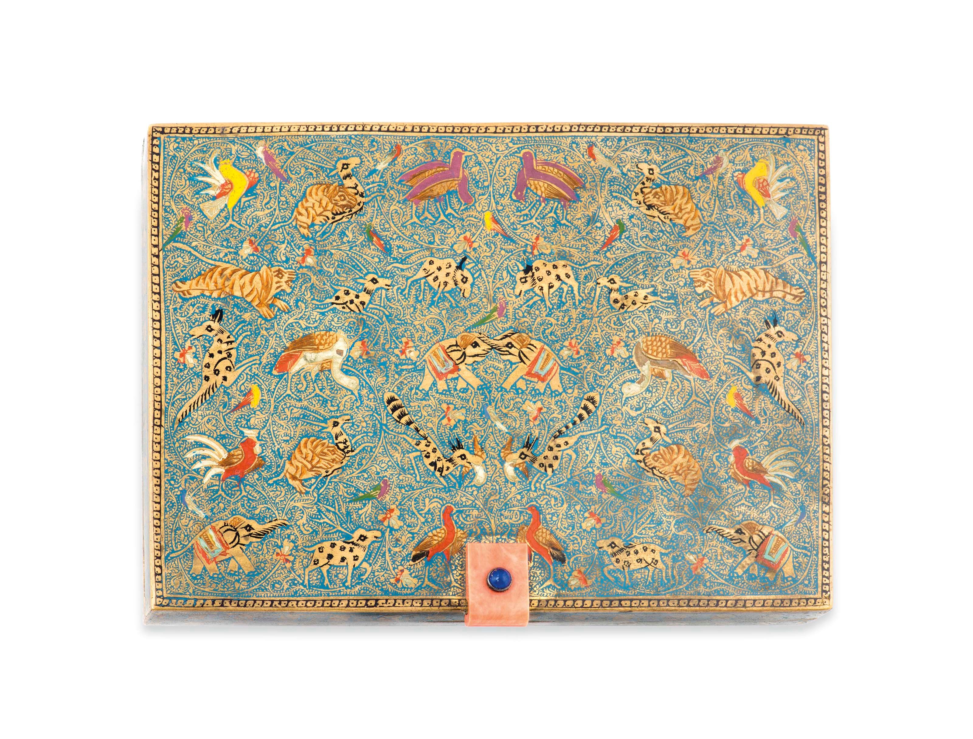 AN ART DECO ENAMEL AND GEM-SET VANITY CASE, BY CARTIER