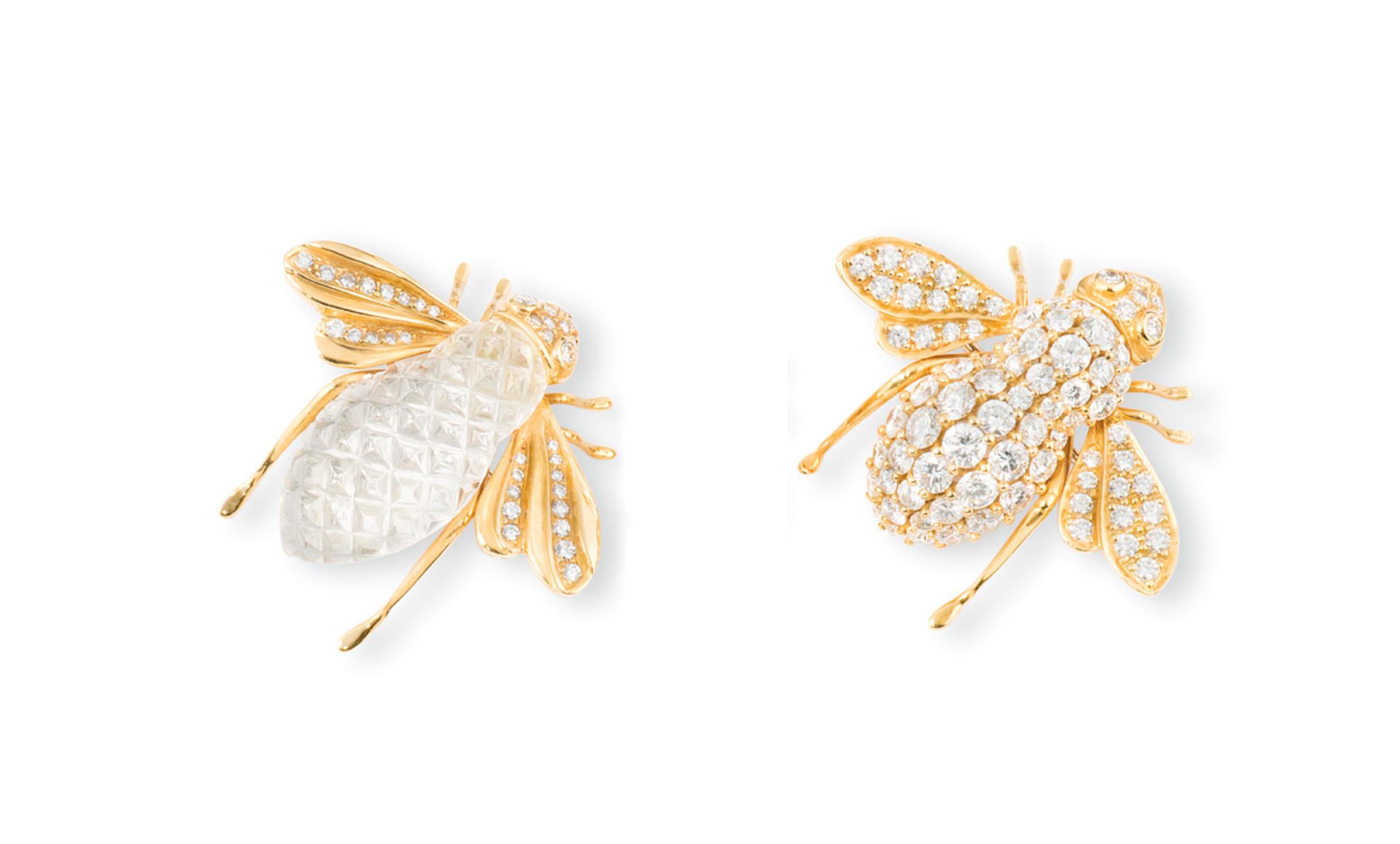 TWO DIAMOND-SET BROOCHES