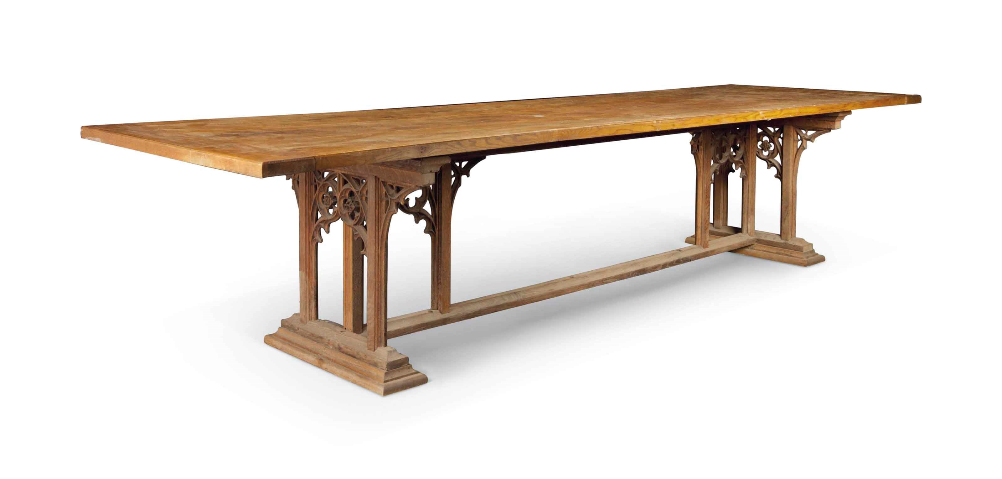 A LARGE ENGLISH OAK REFECTORY TABLE