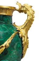 A PAIR OF LARGE RUSSIAN ORMOLU-MOUNTED MALACHITE VASES