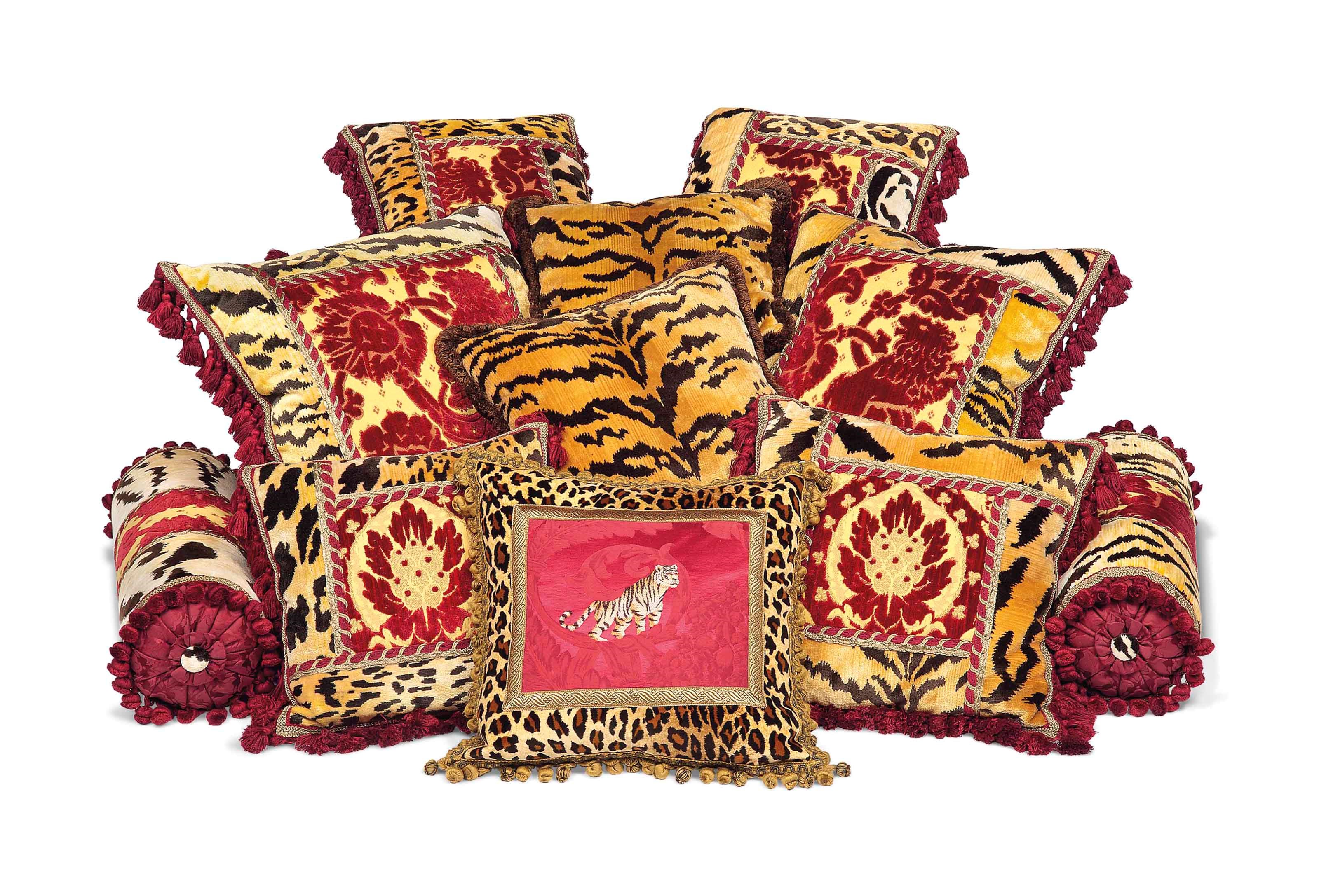 ELEVEN LEOPARD-PRINT SCATTER CUSHIONS