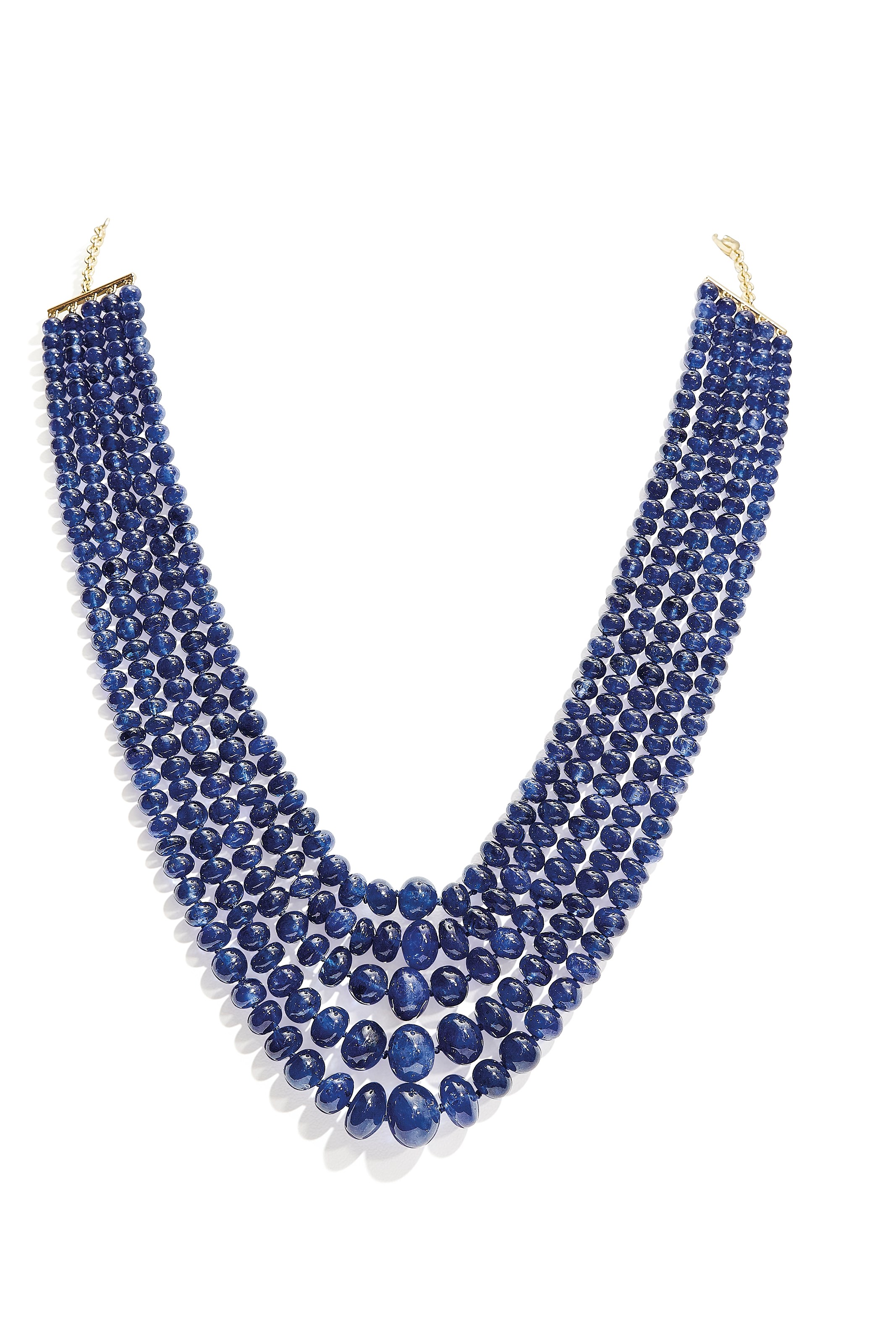 A SAPPHIRE BEAD NECKLACE