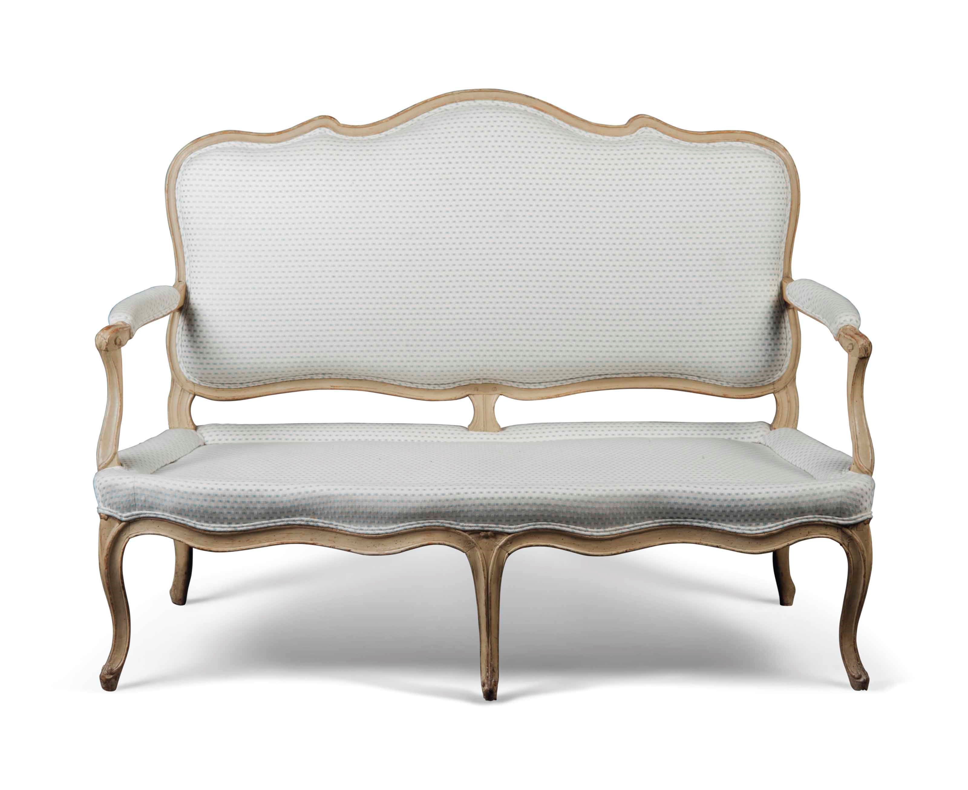 A LOUIS XV GREY-PAINTED CANAPE