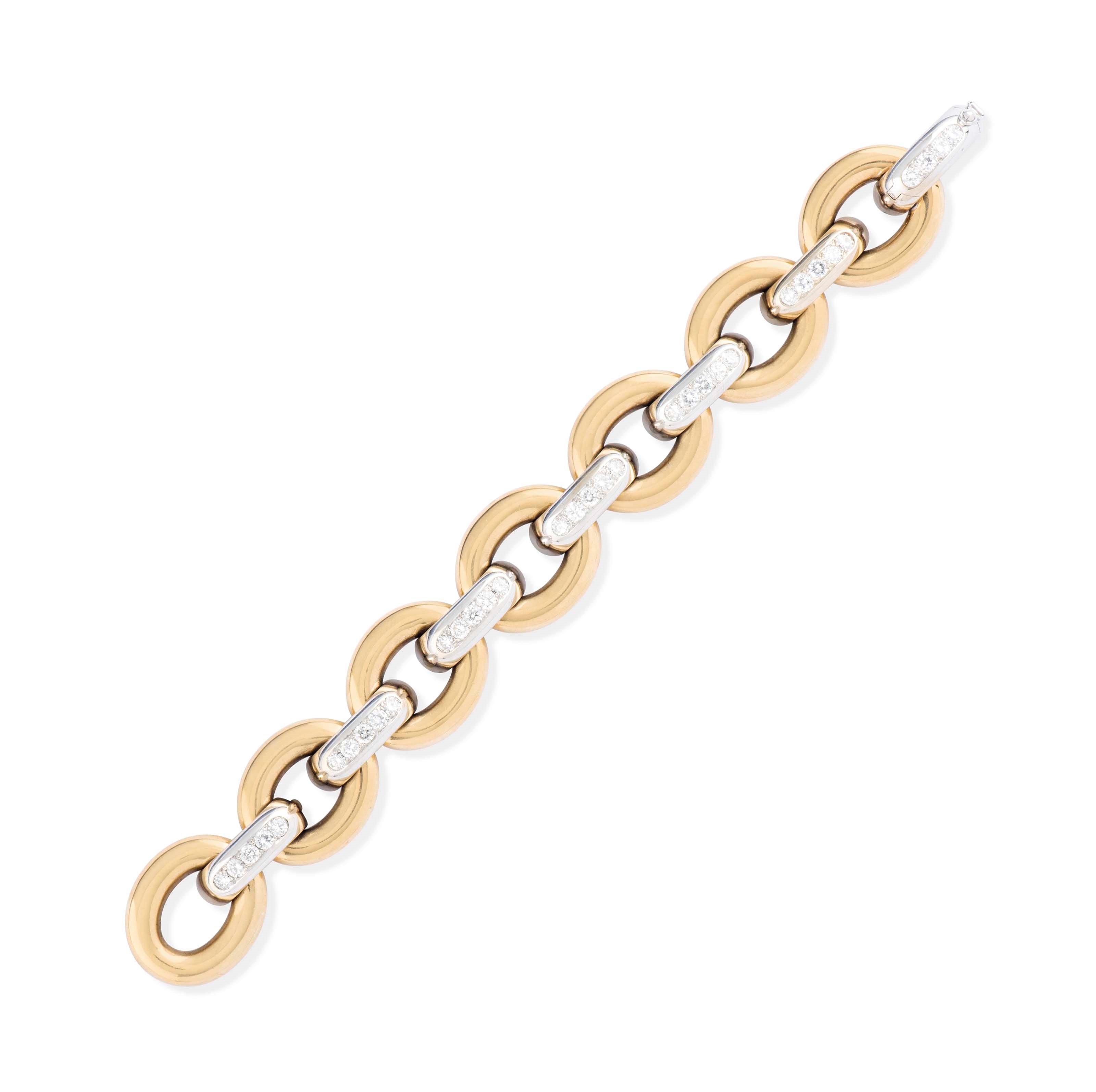 A FANCY- LINK DIAMOND BRACELET