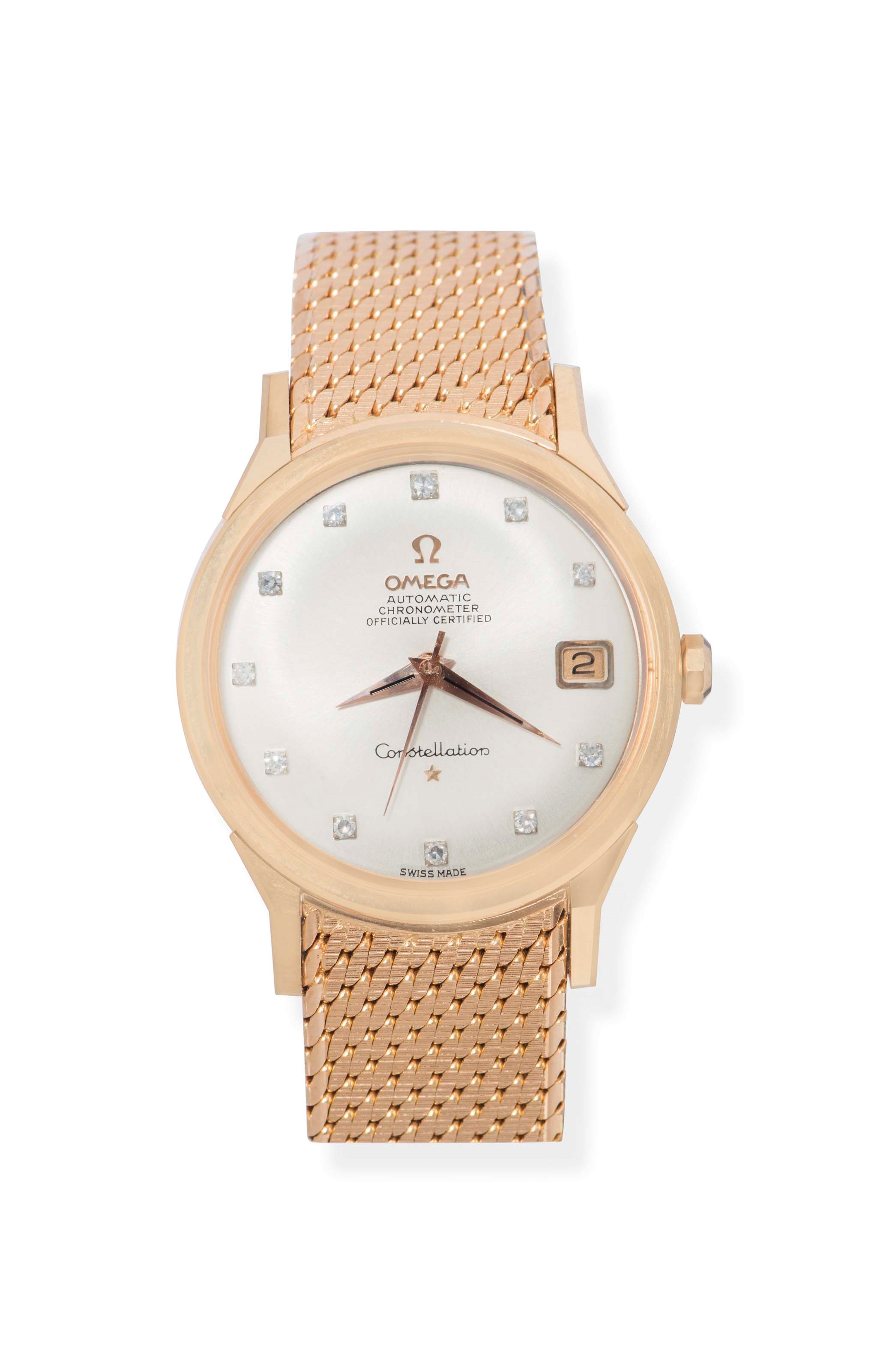 A DIAMOND-SET AUTOMATIC 'CONSTELLATION' WRISTWATCH, BY OMEGA