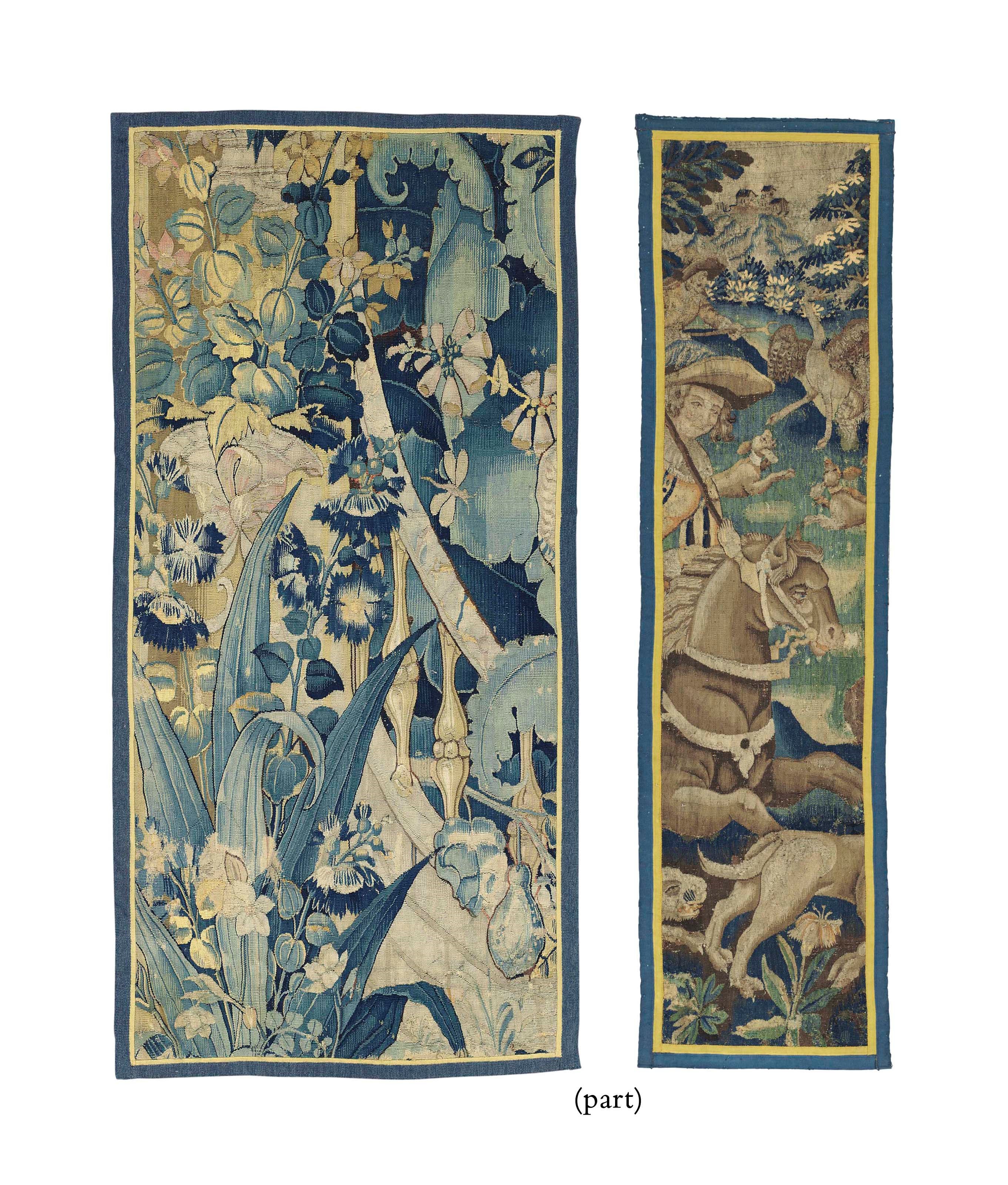 THREE FLEMISH TAPESTRY FRAGMENTS