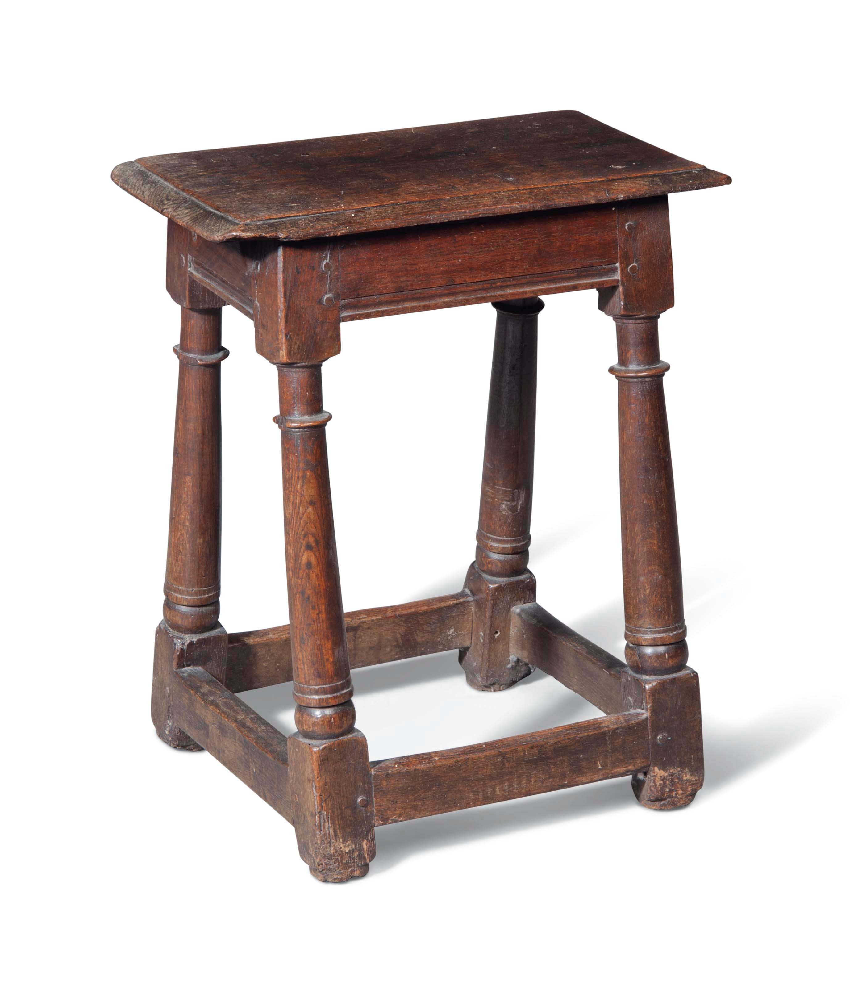 A CHARLES II OAK JOINED STOOL