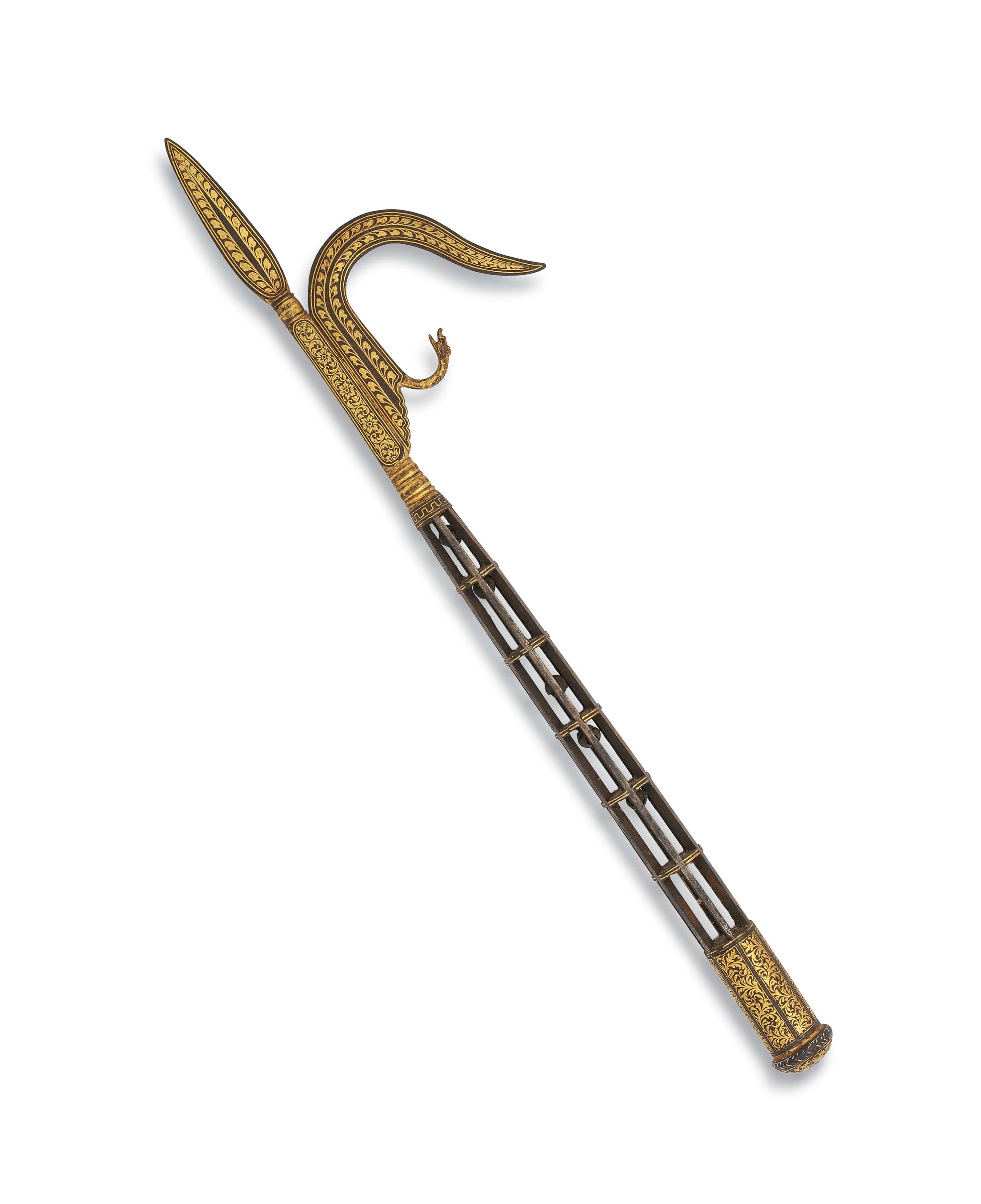 A GOLD-DAMASCENED ELEPHANT GOAD (ANKUS)