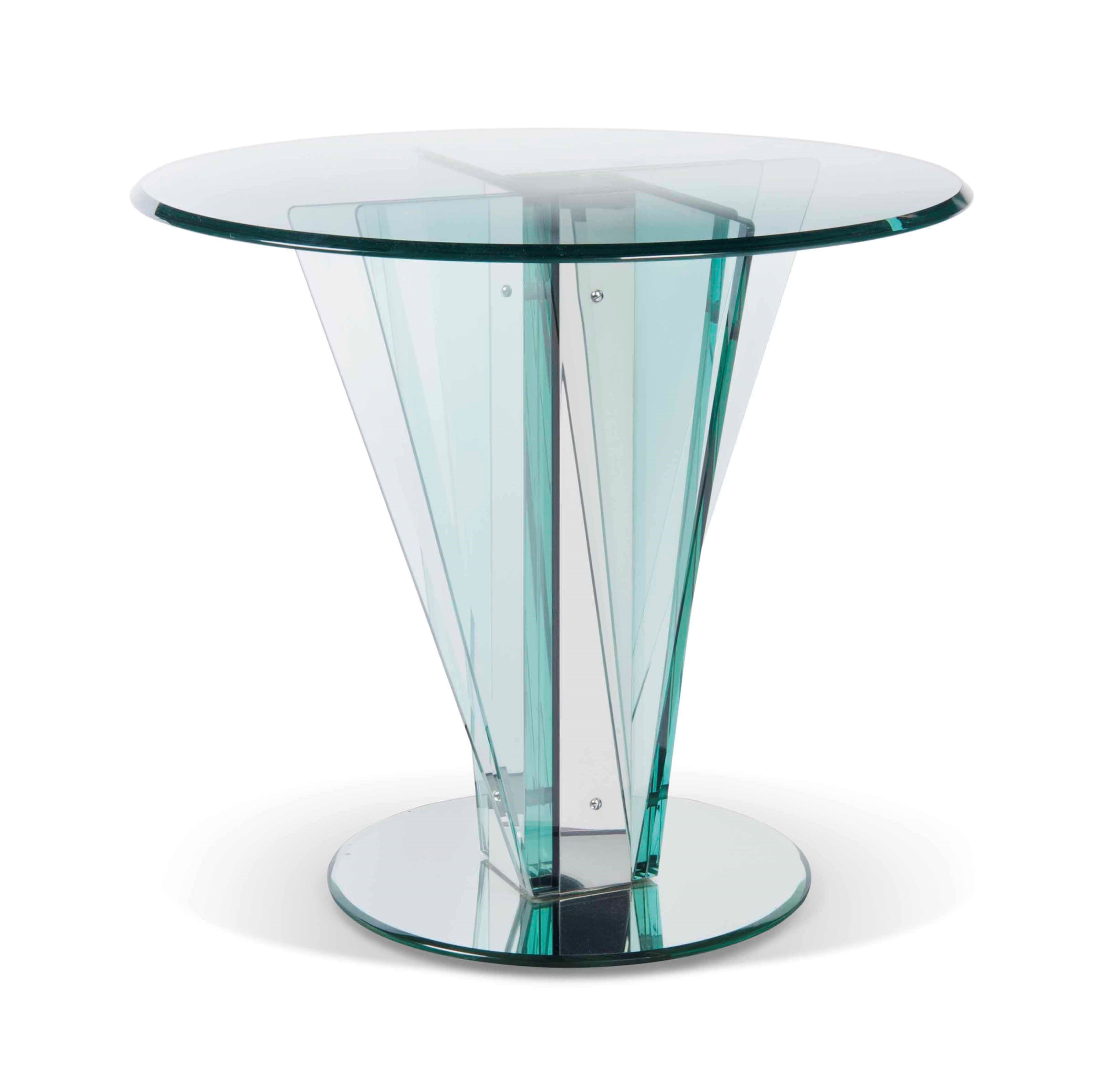 A FRENCH CIRCULAR GLASS TABLE