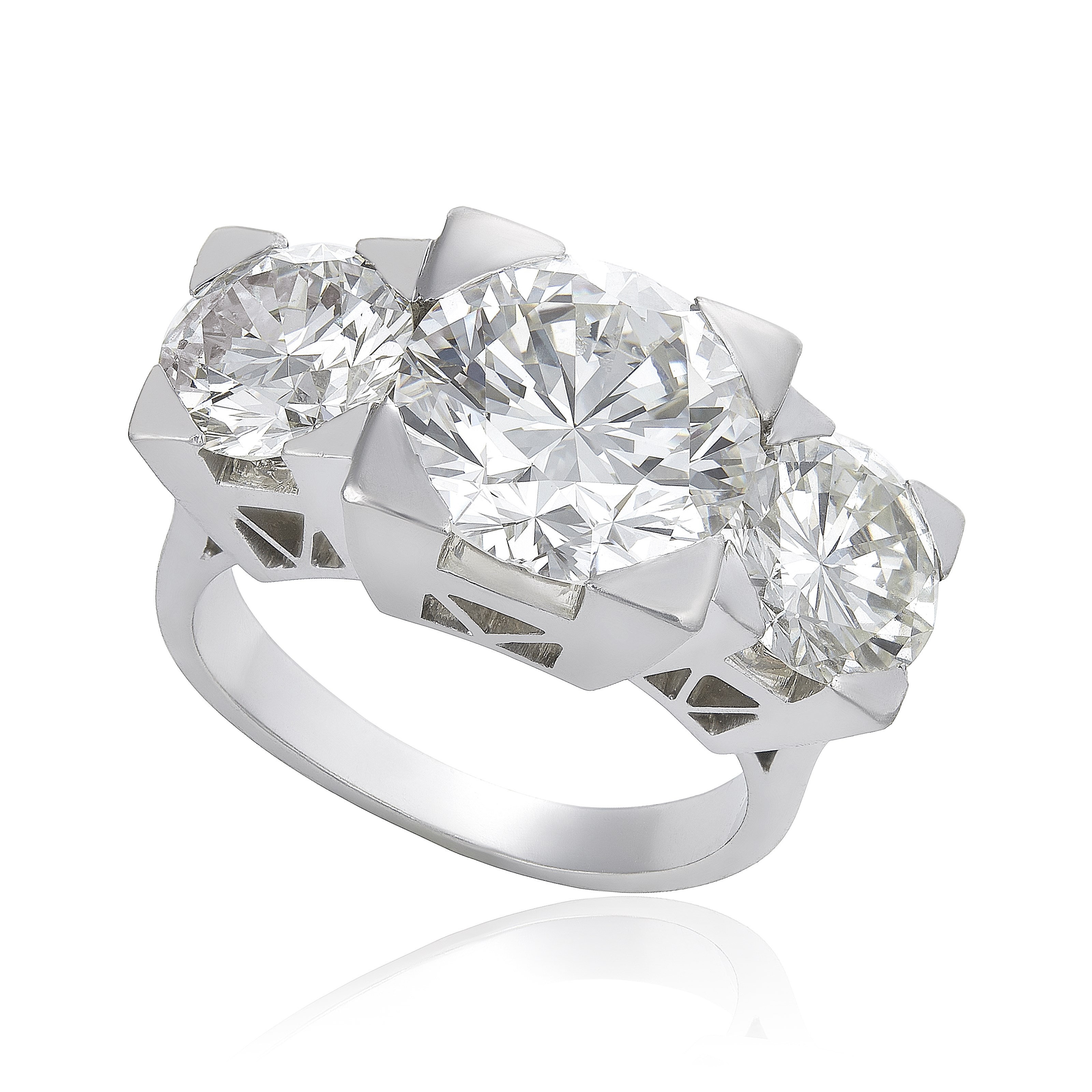 A DIAMOND THREE-STONE RING