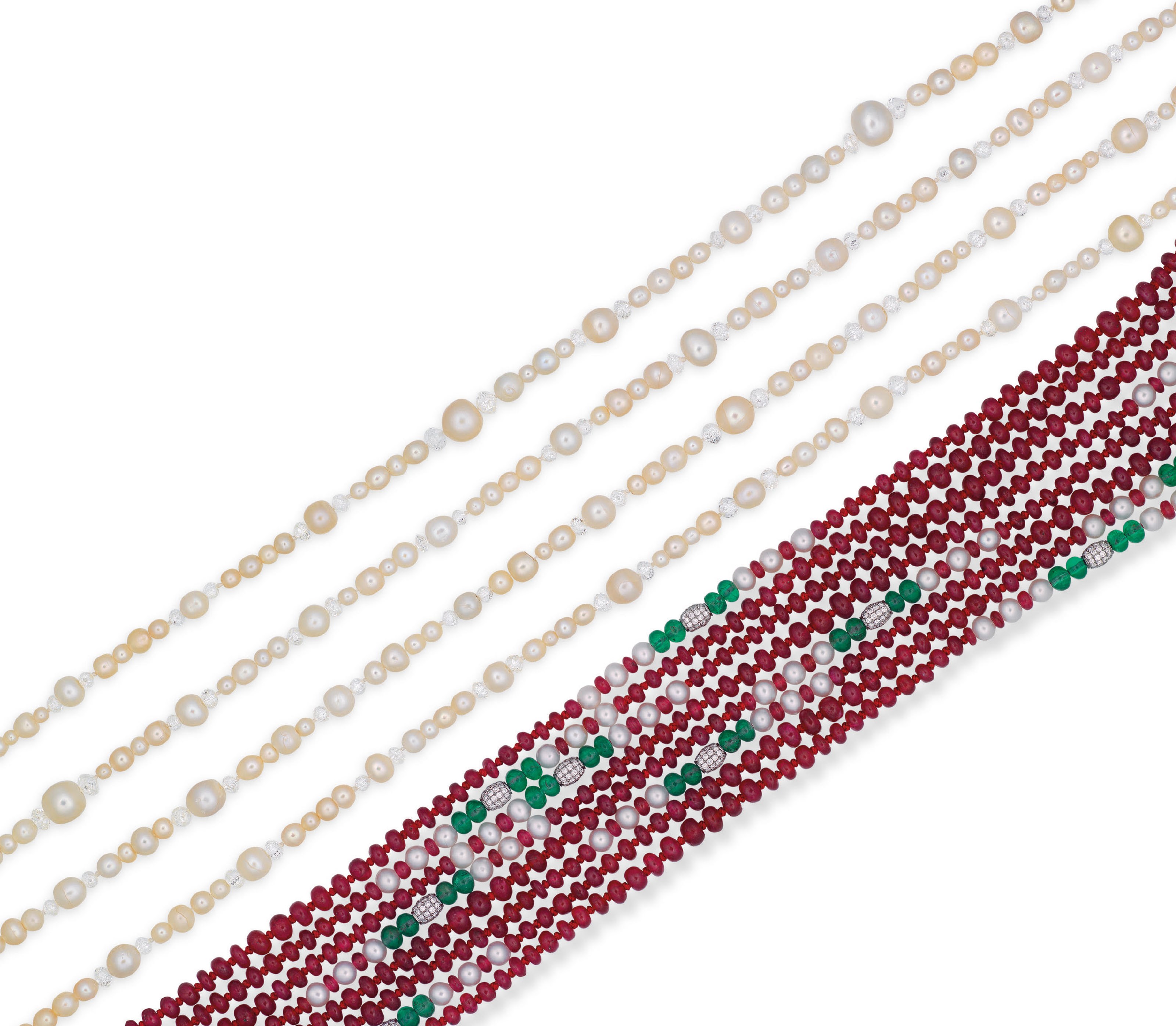 TWO MULTI-GEM NECKLACES