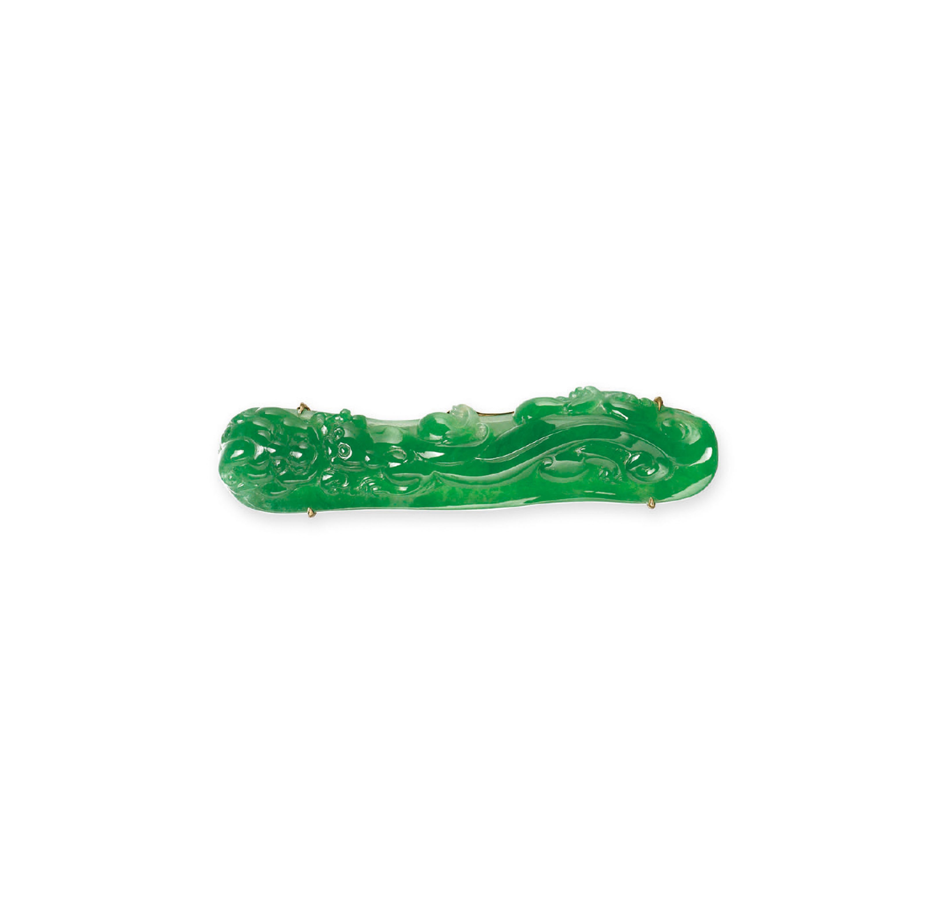 A RARE JADEITE BROOCH