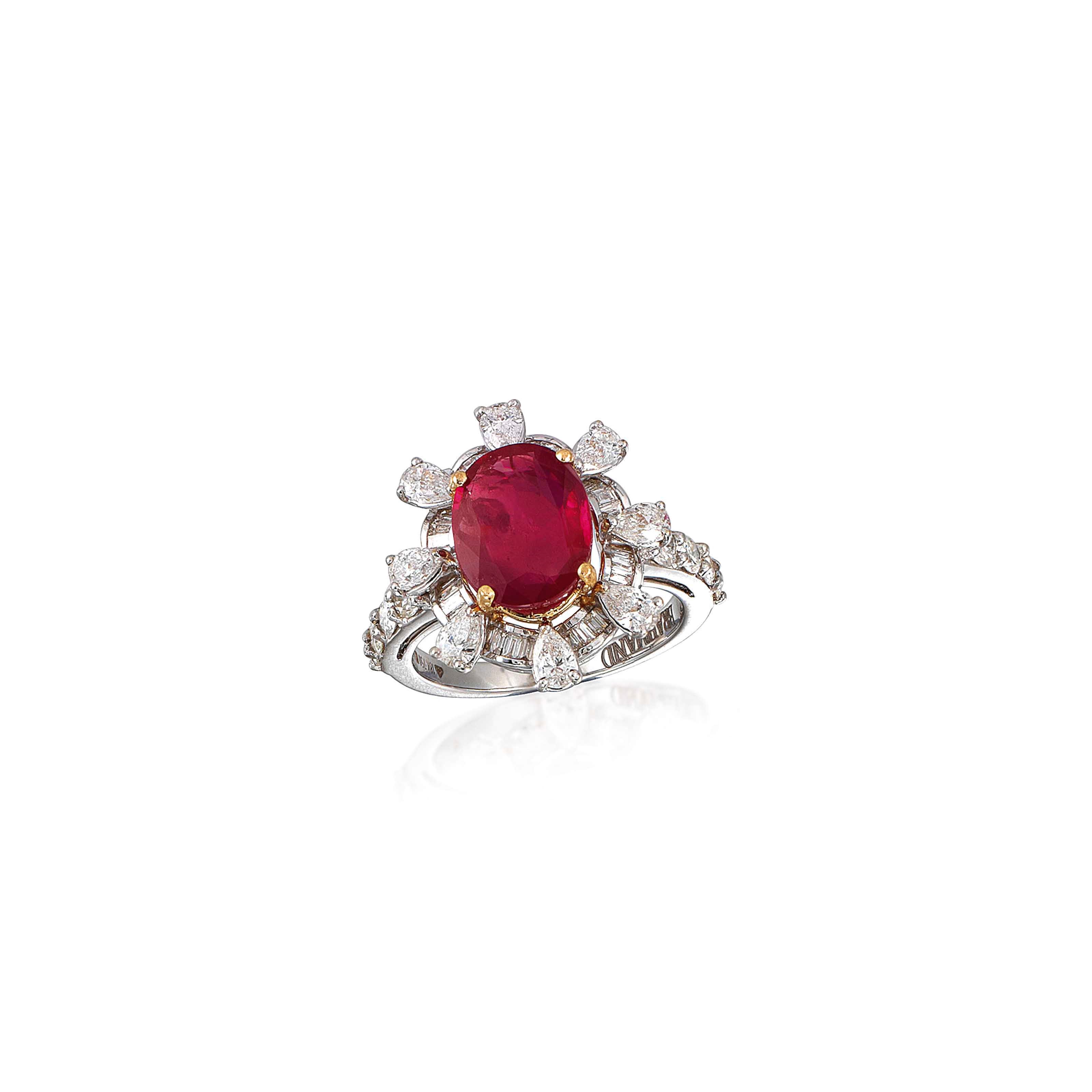 A RUBY AND DIAMOND RING